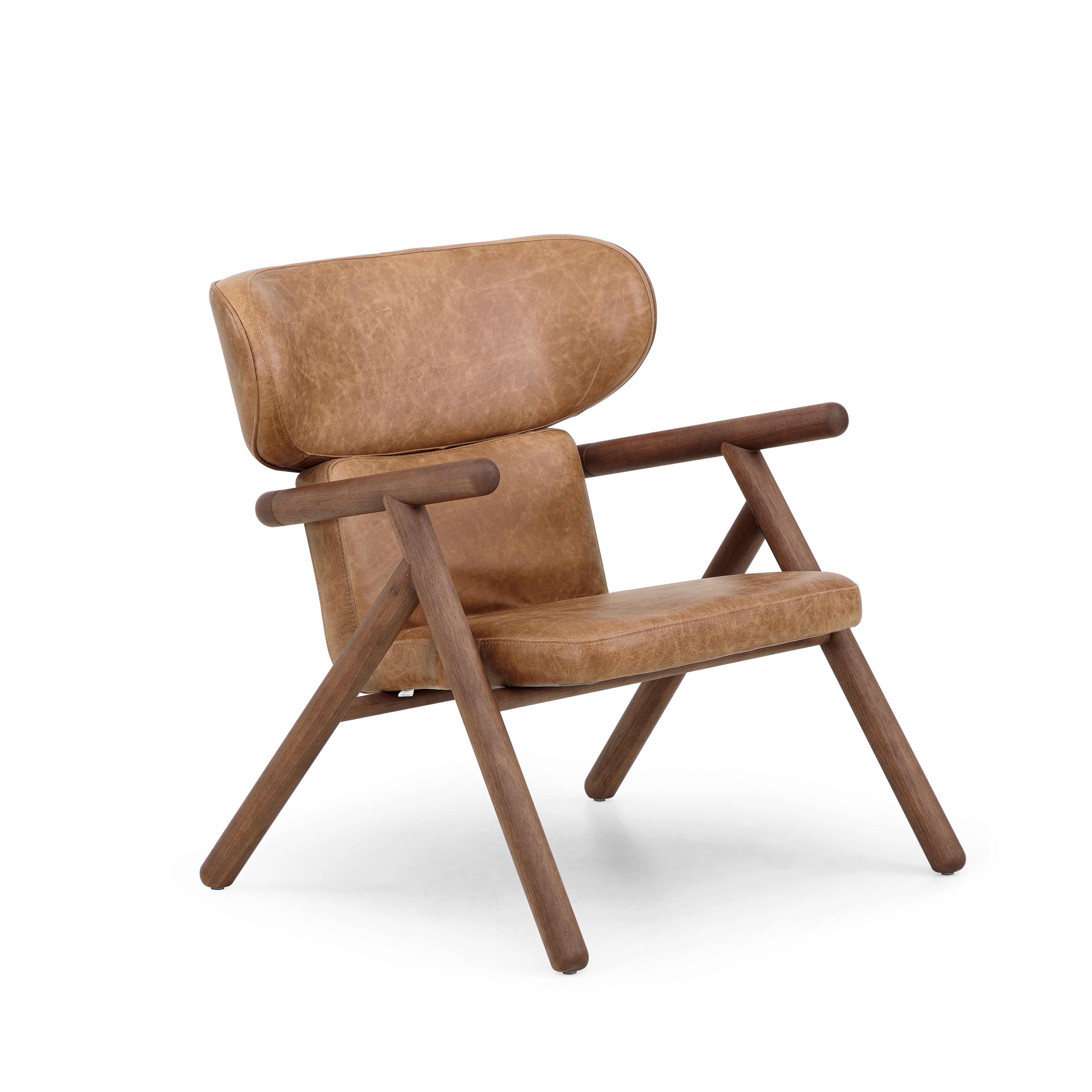 SOLE Armchair in Walnut and Caramel leather