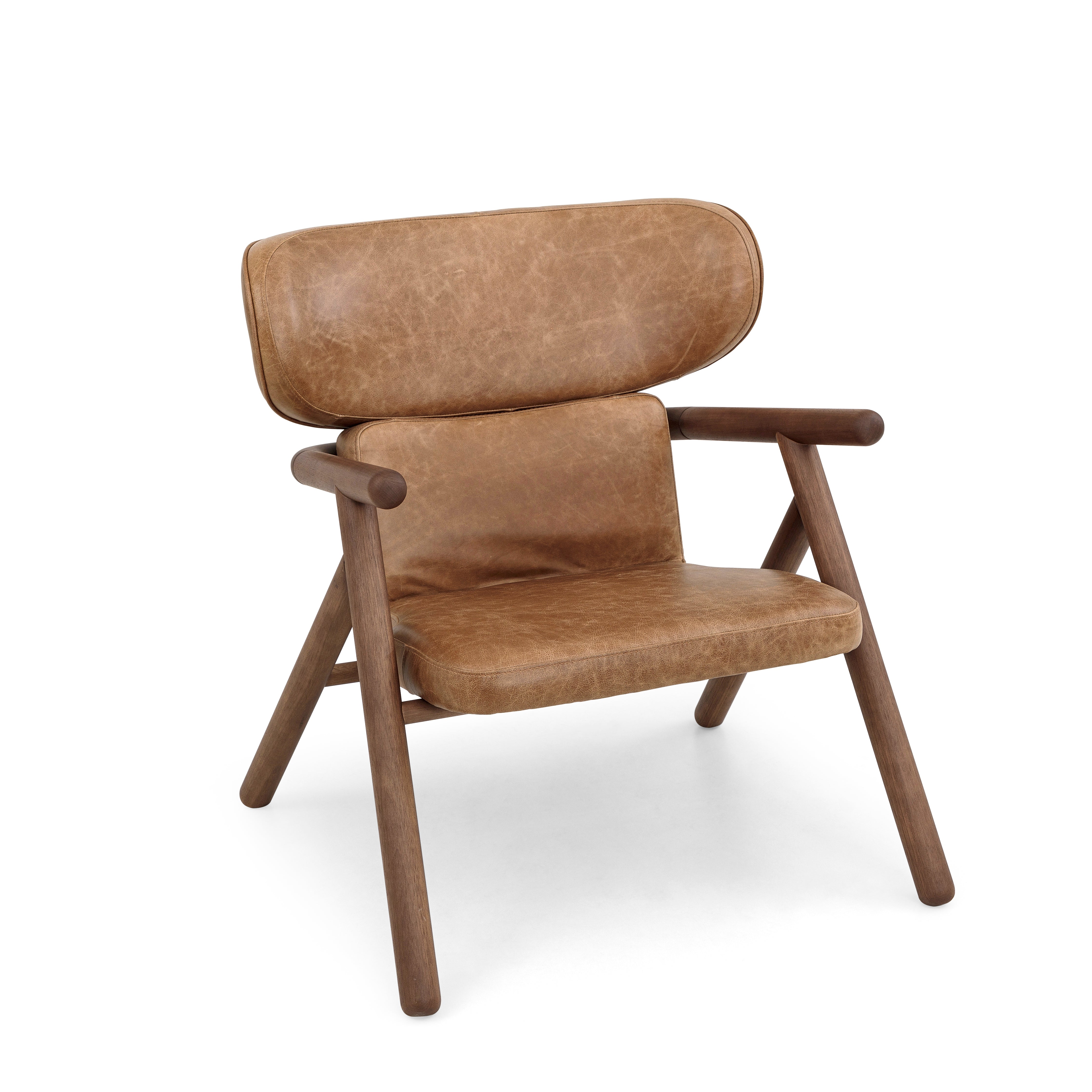 SOLE Armchair in Walnut and Caramel leather