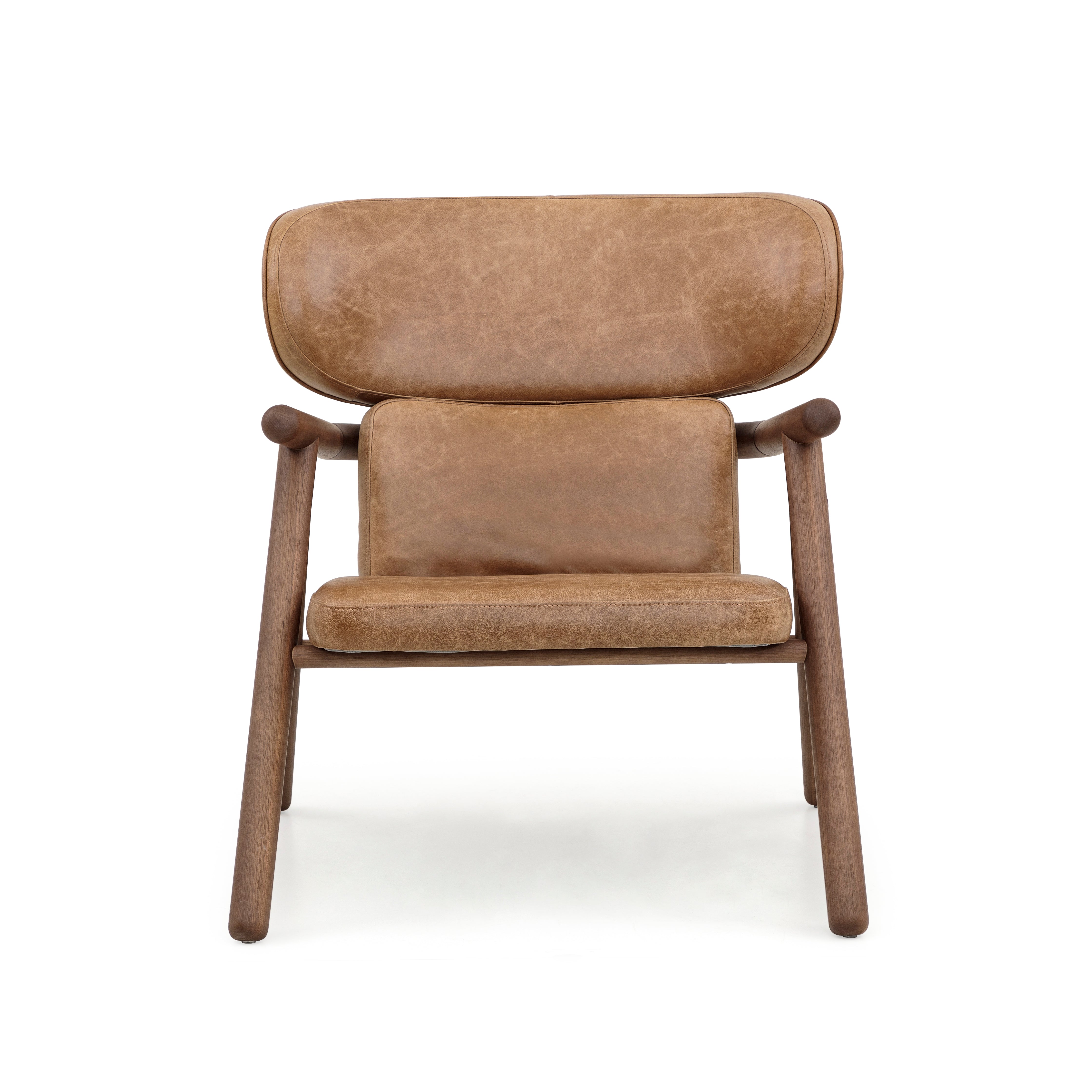 SOLE Armchair in Walnut and Caramel leather
