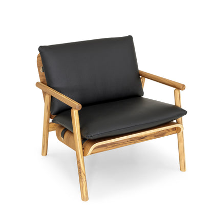 TAI Armchair in Teak and Black leather