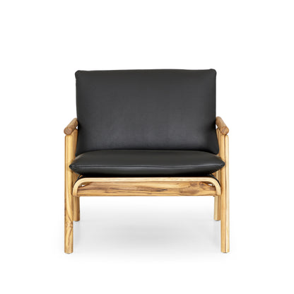 TAI Armchair in Teak and Black leather