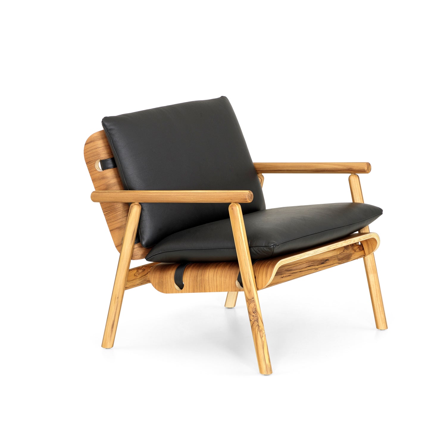 TAI Armchair in Teak and Black leather