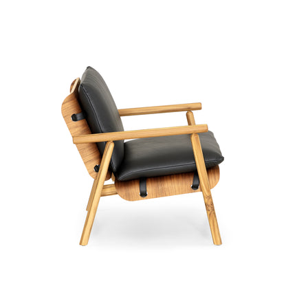 TAI Armchair in Teak and Black leather