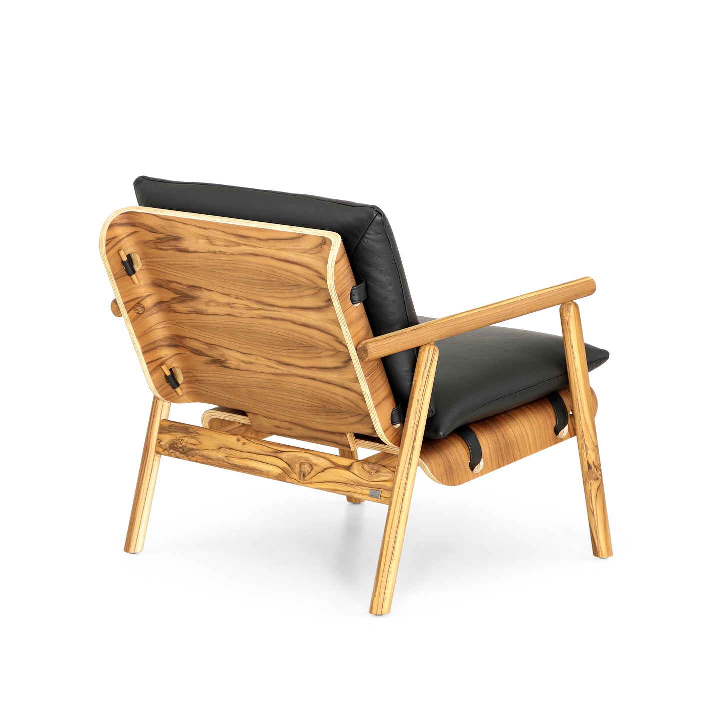 TAI Armchair in Teak and Black leather