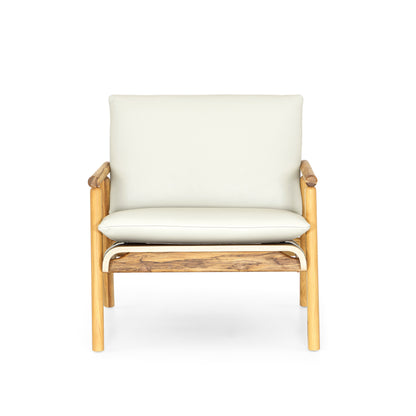 TAI Armchair in Teak and Ivory leather