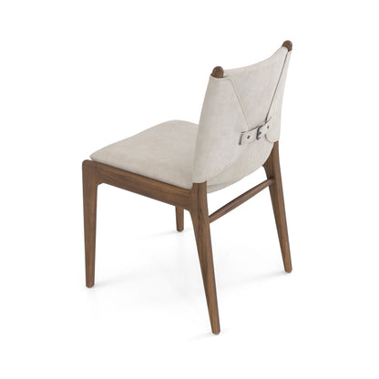 CAPPIO Dining Chair in Walnut and Beige Performance fabric