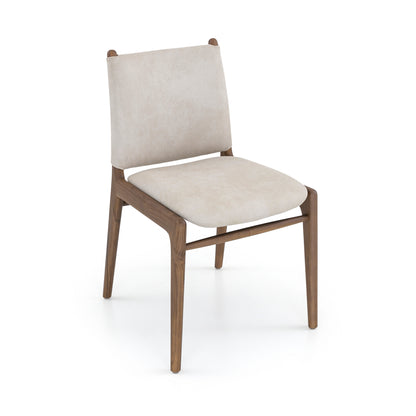 CAPPIO Dining Chair in Walnut and Beige Performance fabric