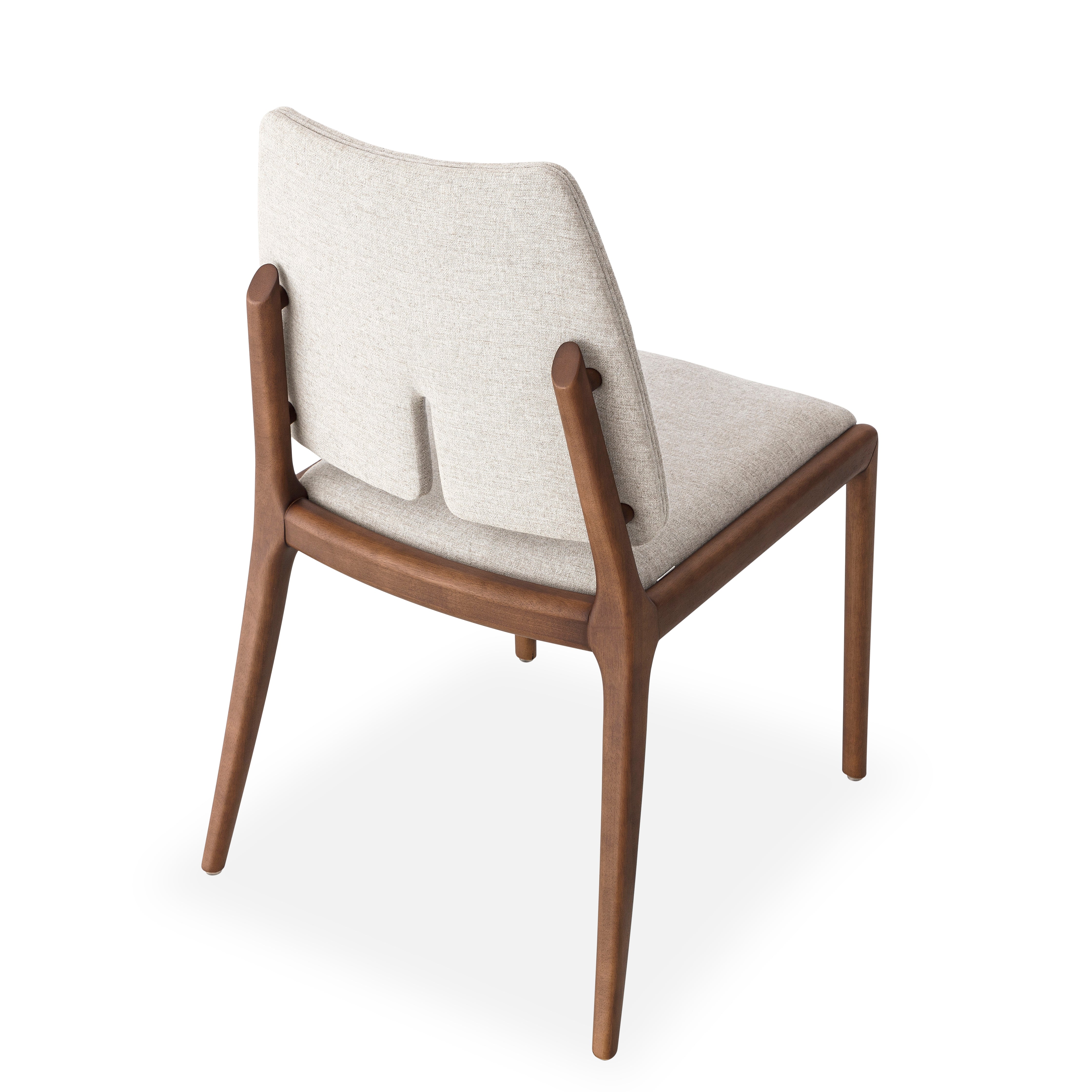 SLIT Dining Chair in Walnut and Gray Fabric