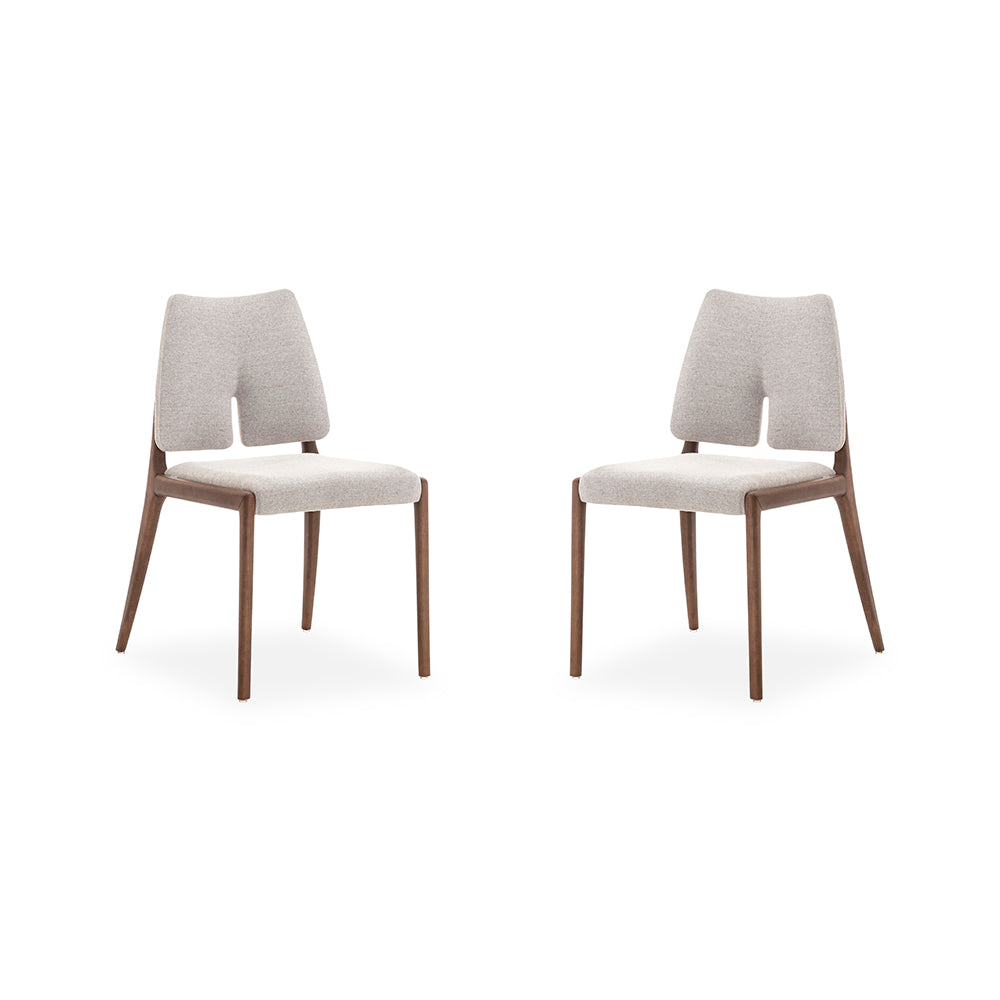 SLIT Dining Chair in Walnut and Gray Fabric
