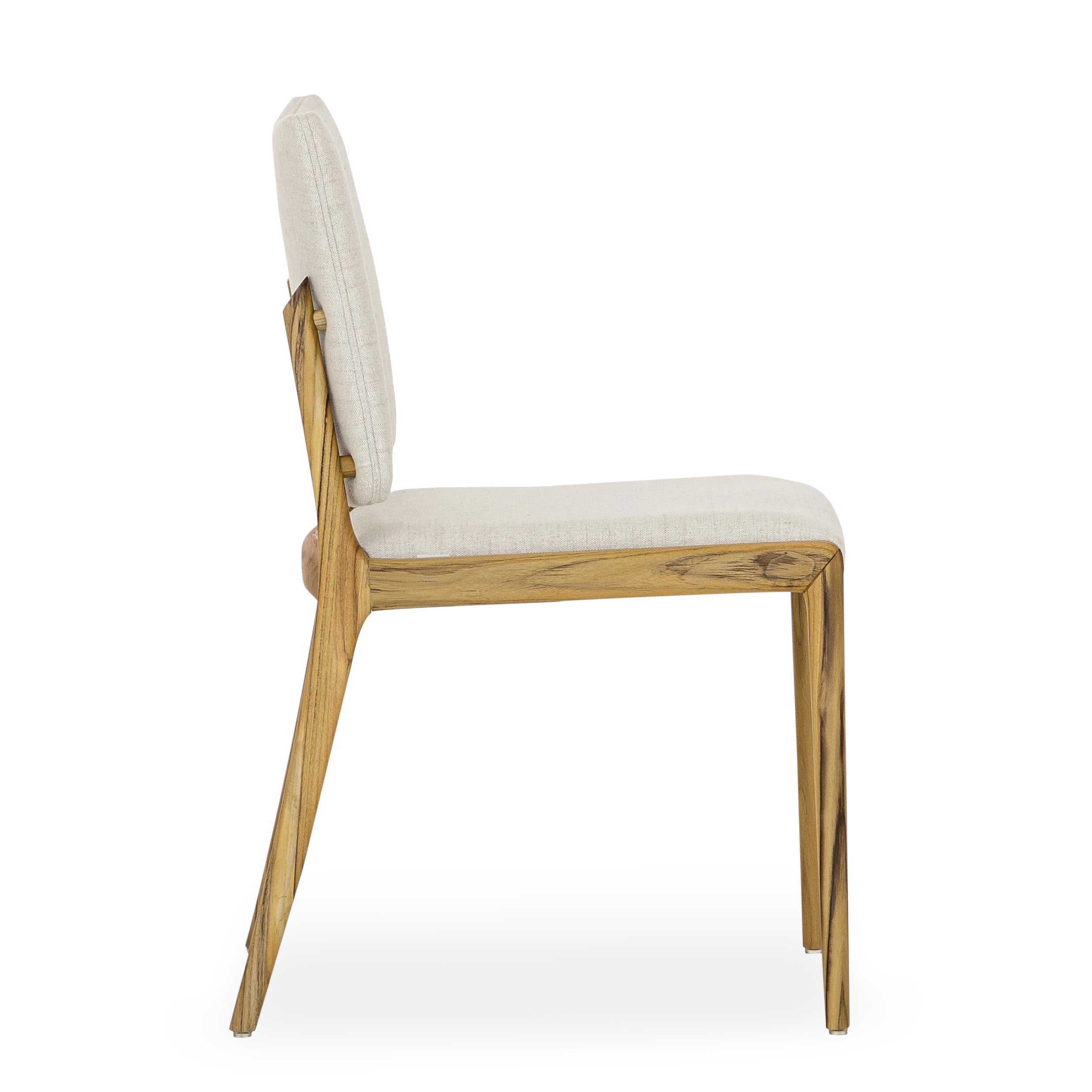SLIT Dining Chair in Teak and Beige Fabric