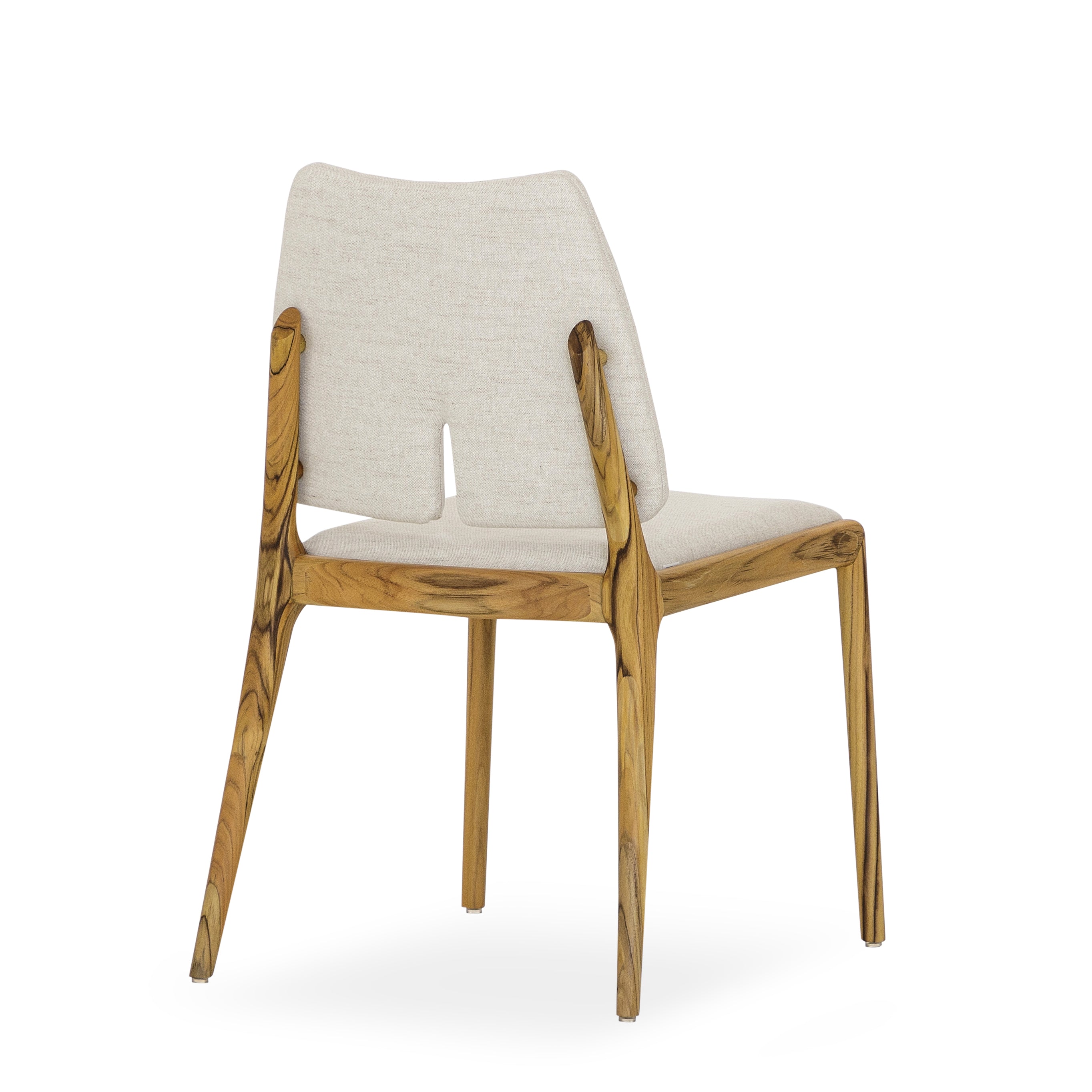 SLIT Dining Chair in Teak and Beige Fabric