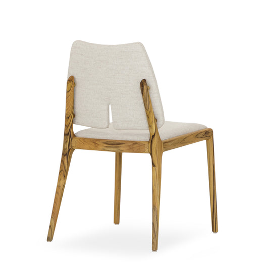 SLIT Dining Chair in Teak and Beige Fabric