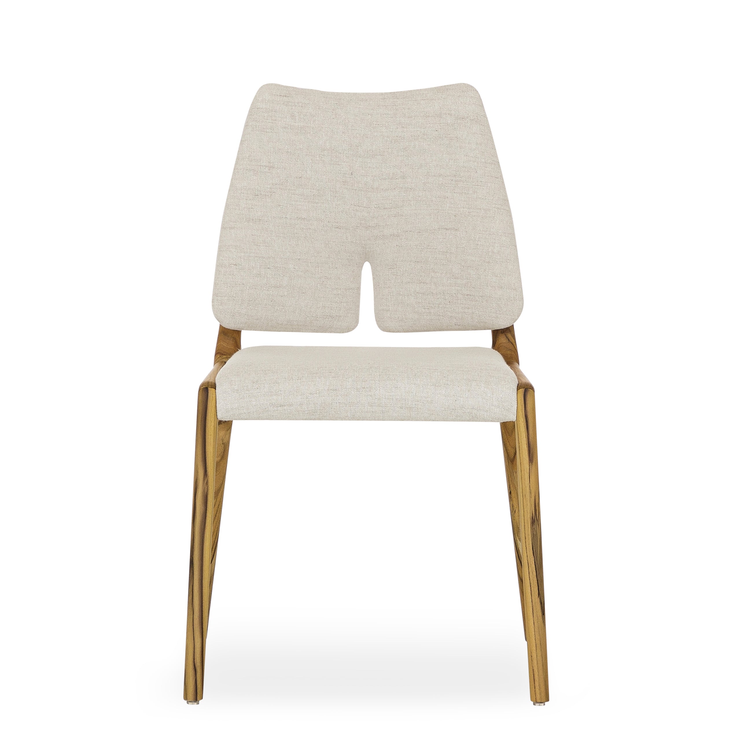 SLIT Dining Chair in Teak and Beige Fabric