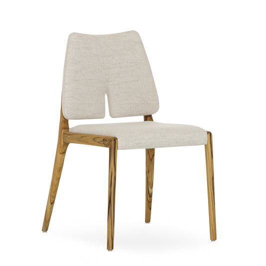 SLIT Dining Chair in Teak and Beige Fabric
