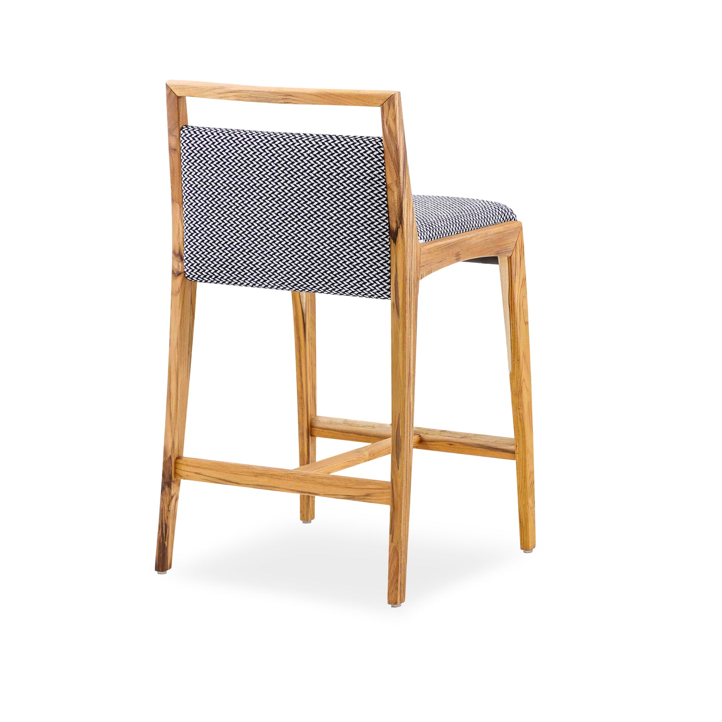 SOTTO Counter Stool in Teak and Dark Gray fabric