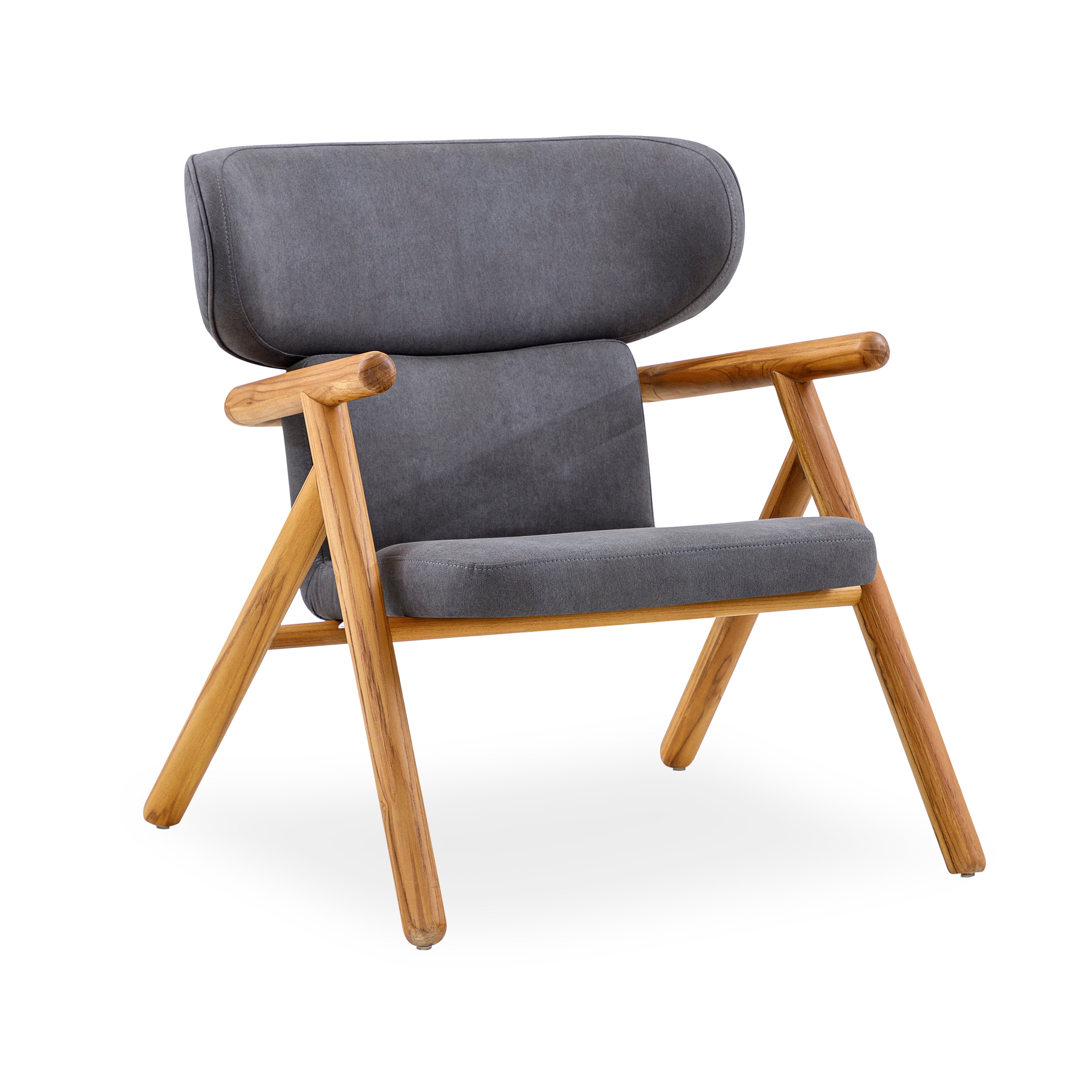 SOLE Armchair in Teak and Dark Gray fabric