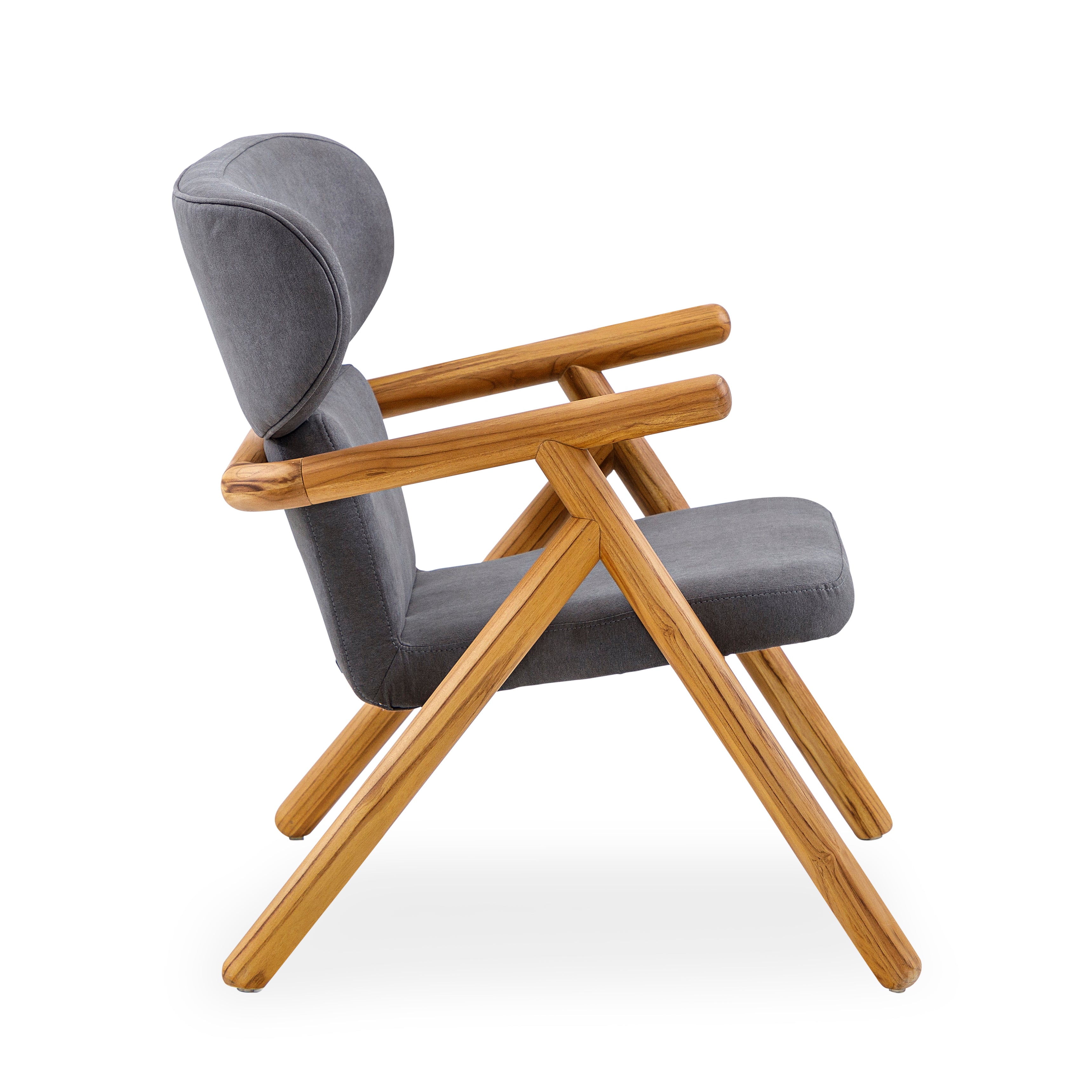 SOLE Armchair in Teak and Dark Gray fabric