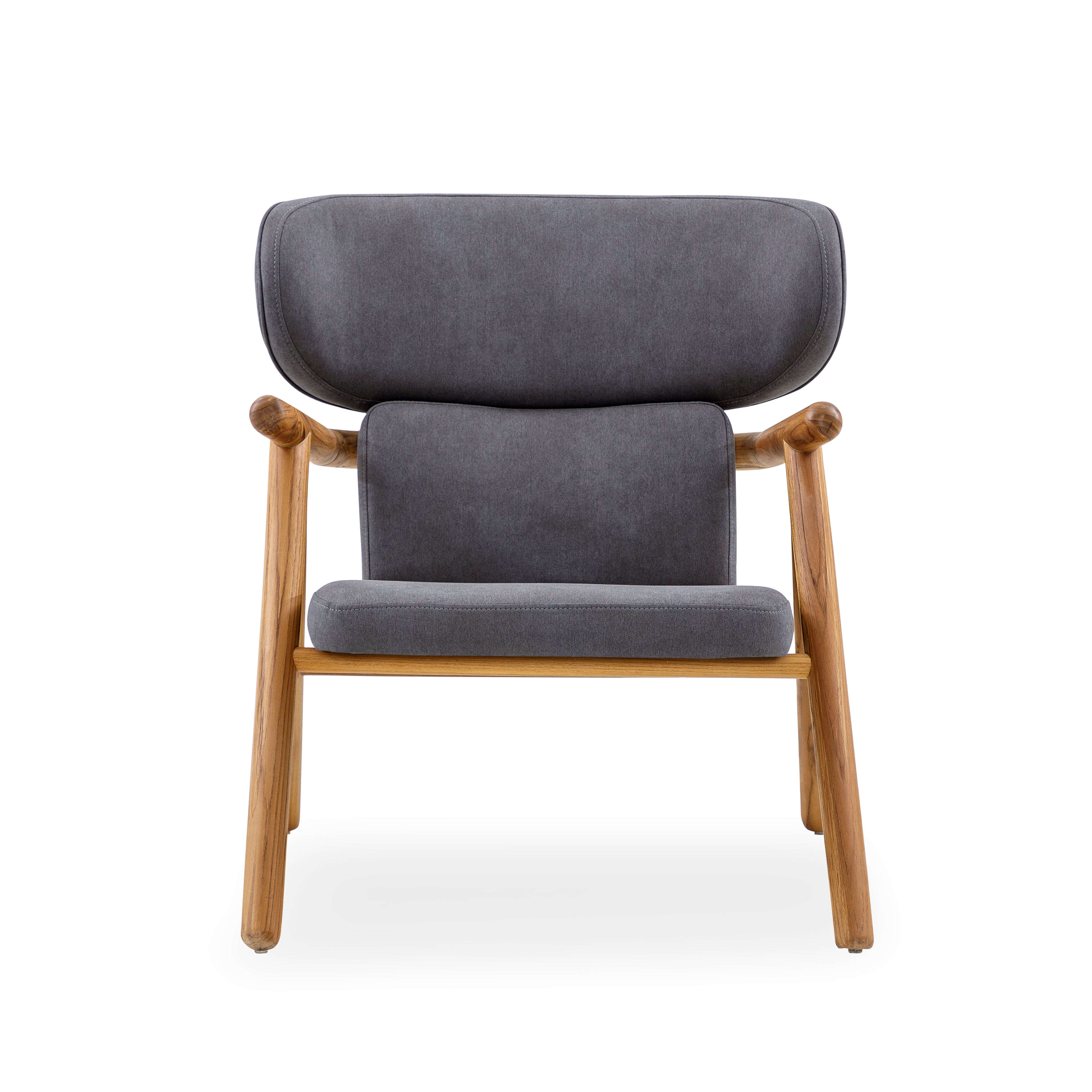 SOLE Armchair in Teak and Dark Gray fabric