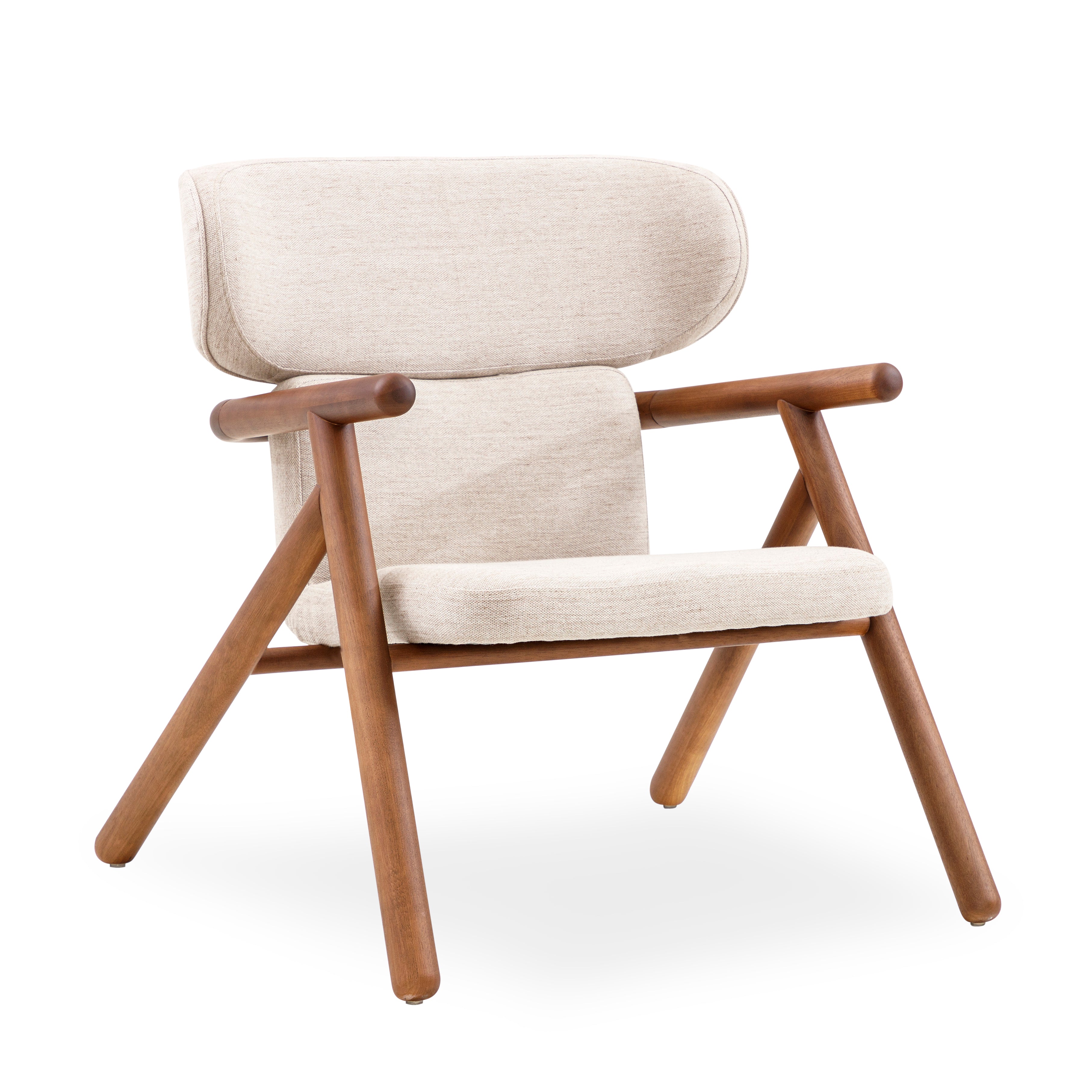 SOLE Armchair in Walnut and Beige fabric