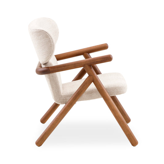 SOLE Armchair in Walnut and Beige fabric