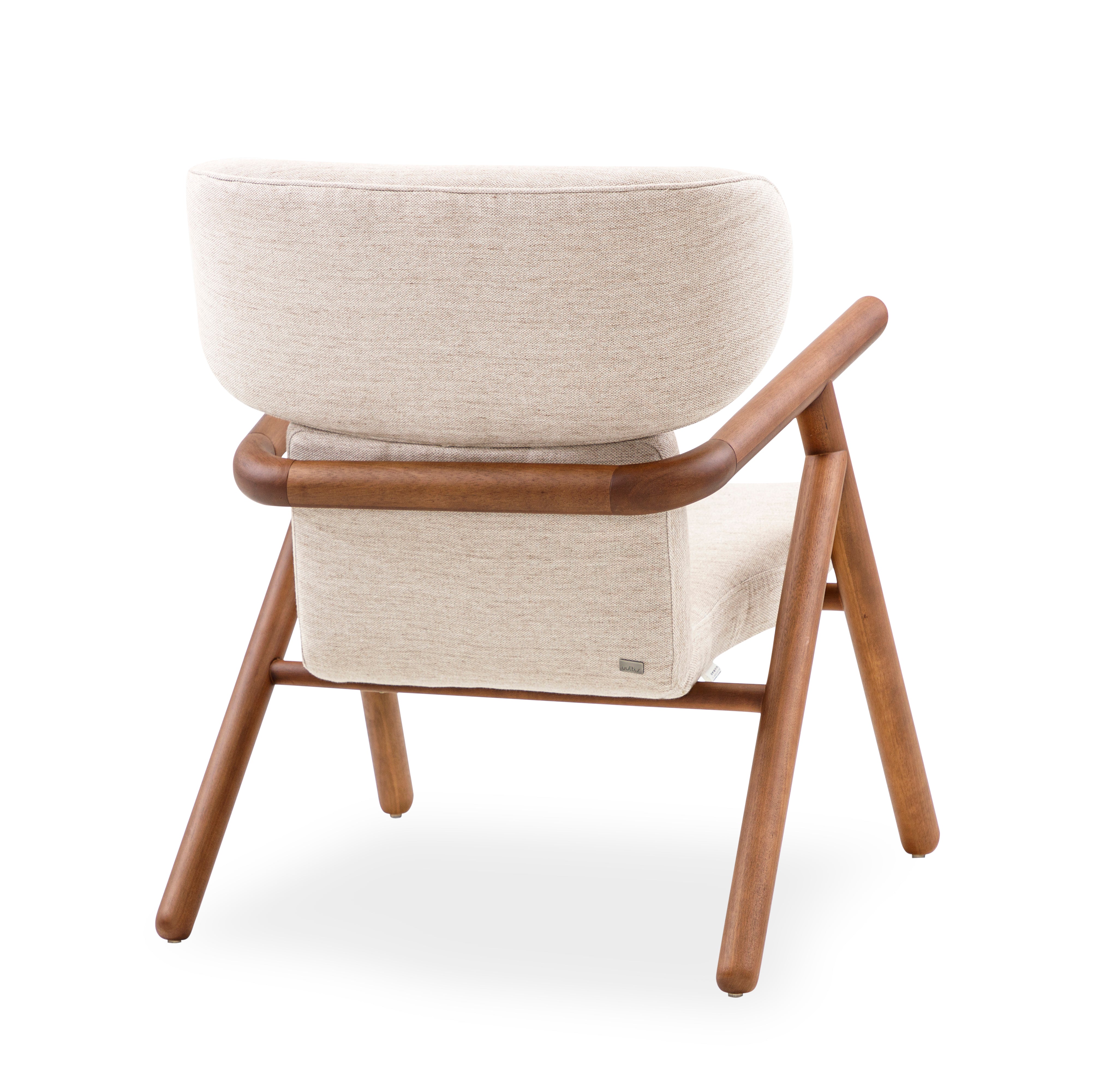 SOLE Armchair in Walnut and Beige fabric