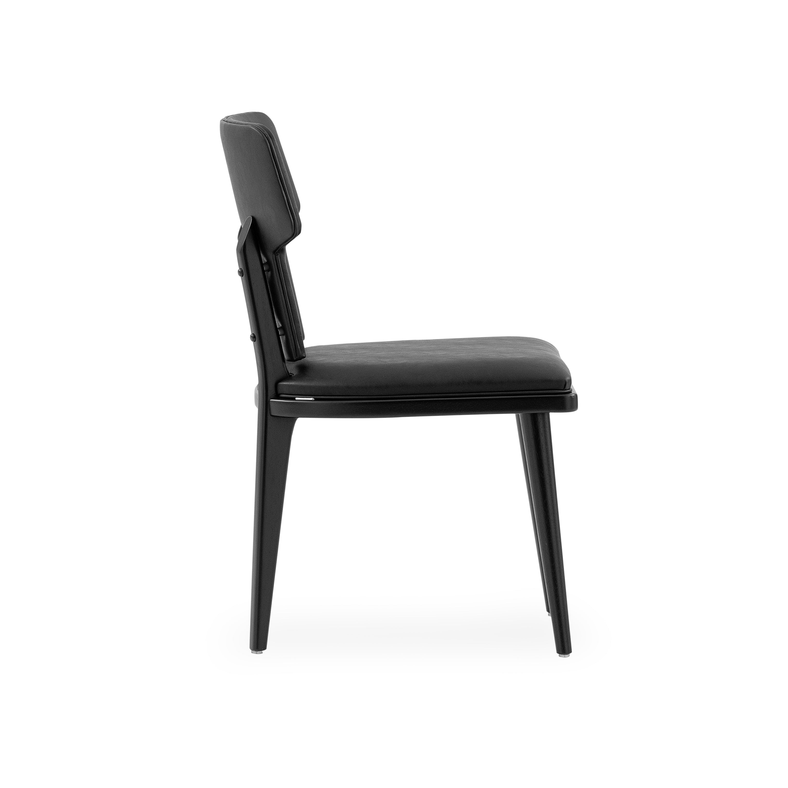 FORK Dining Chair in Black and Black Faux leather
