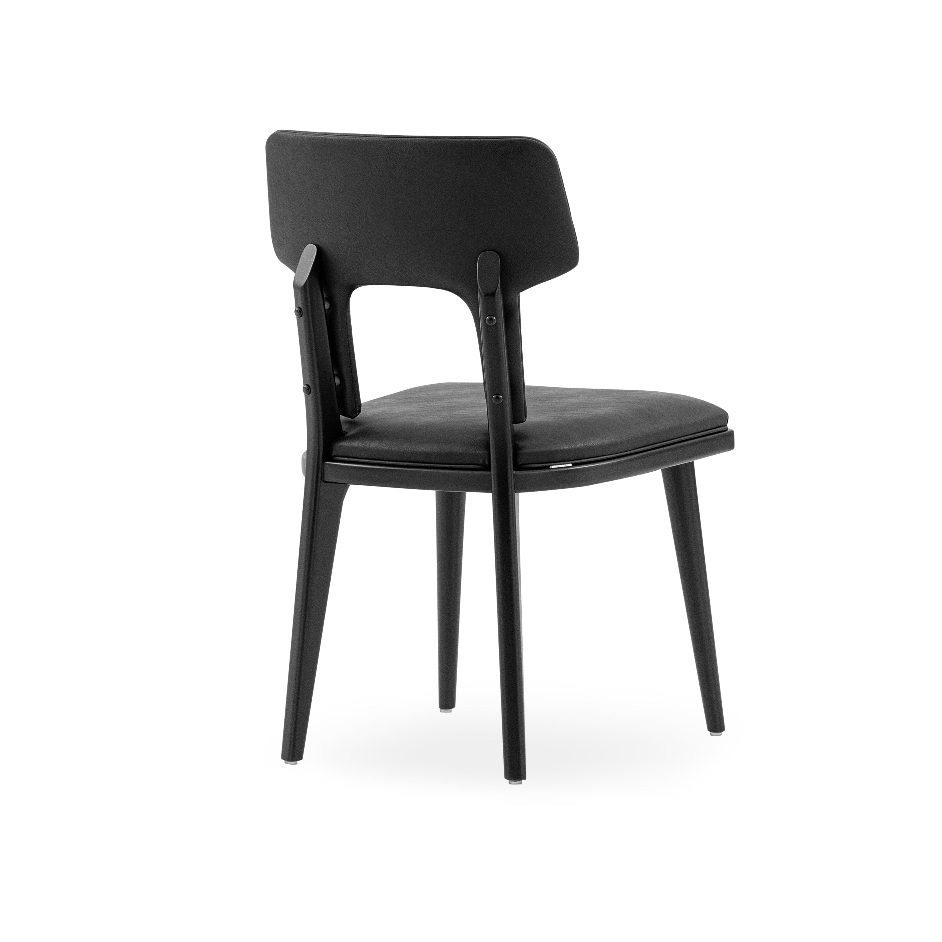 FORK Dining Chair in Black and Black Faux leather