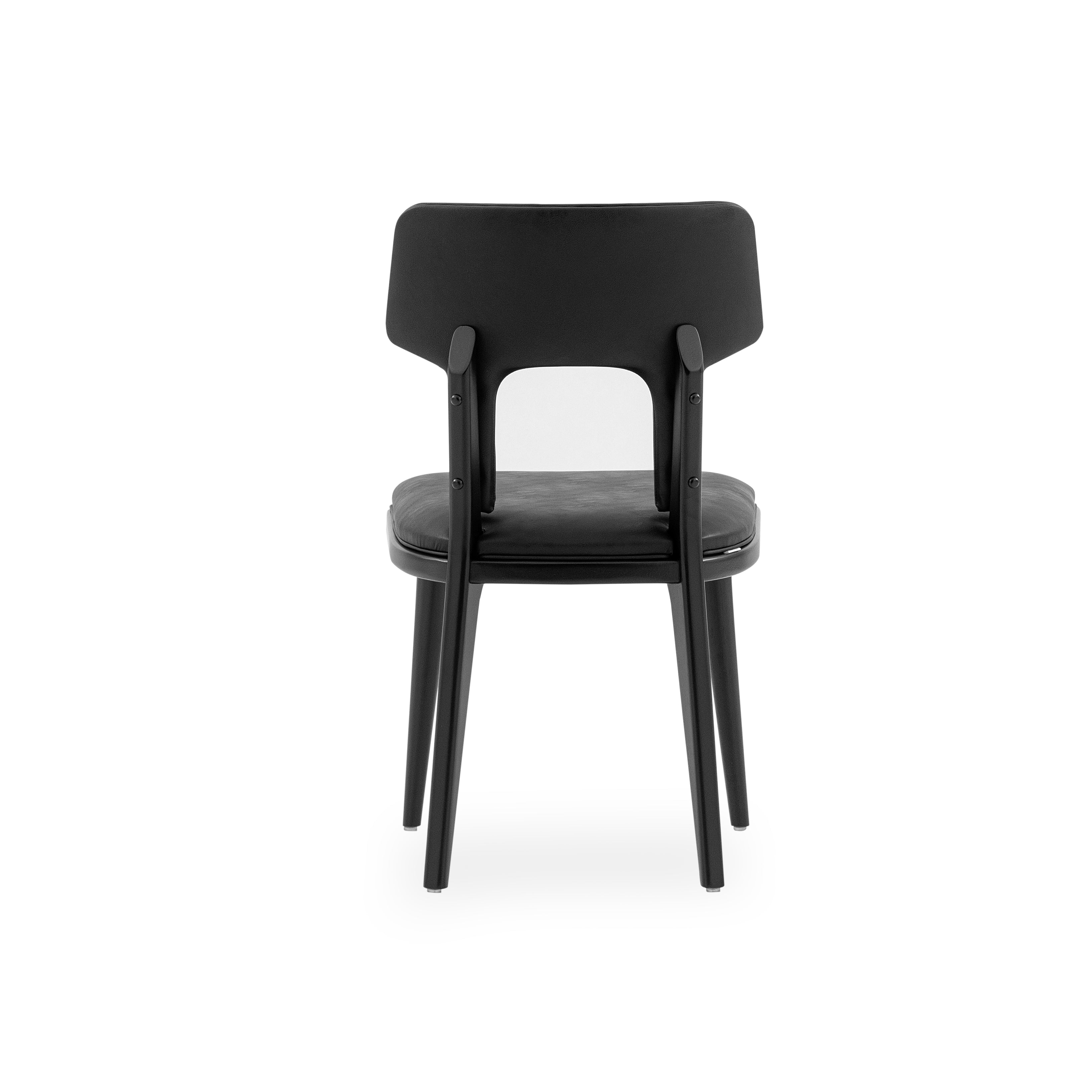 FORK Dining Chair in Black and Black Faux leather
