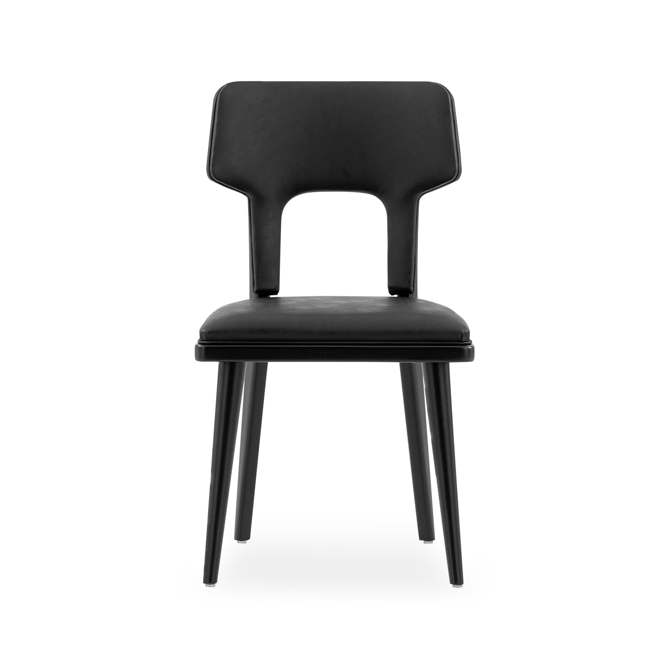 FORK Dining Chair in Black and Black Faux leather