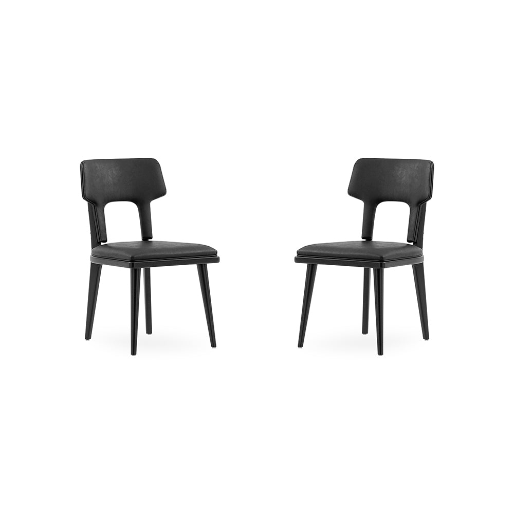 FORK Dining Chair in Black and Black Faux leather