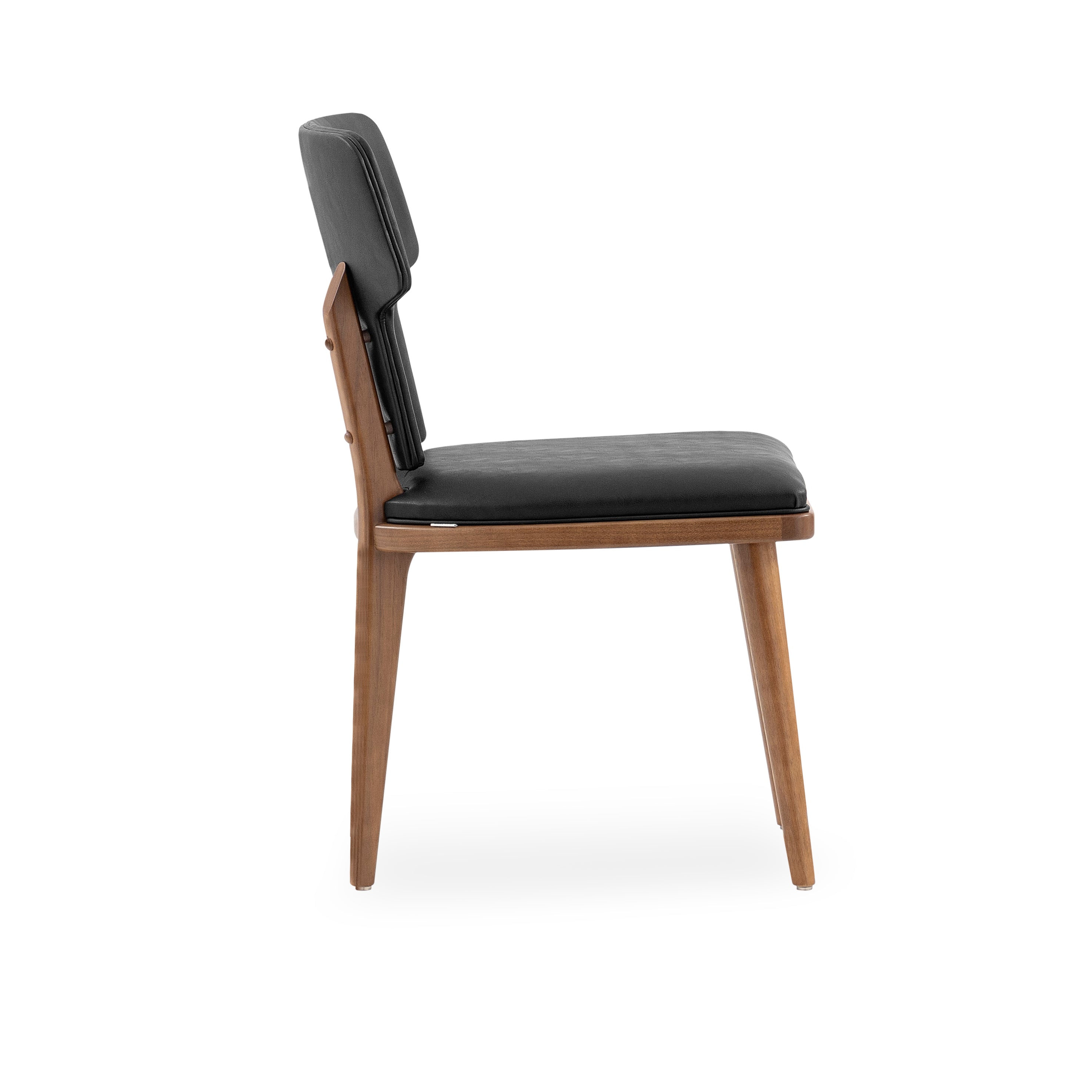 FORK Dining Chair in Almond Oak and Black Faux leather