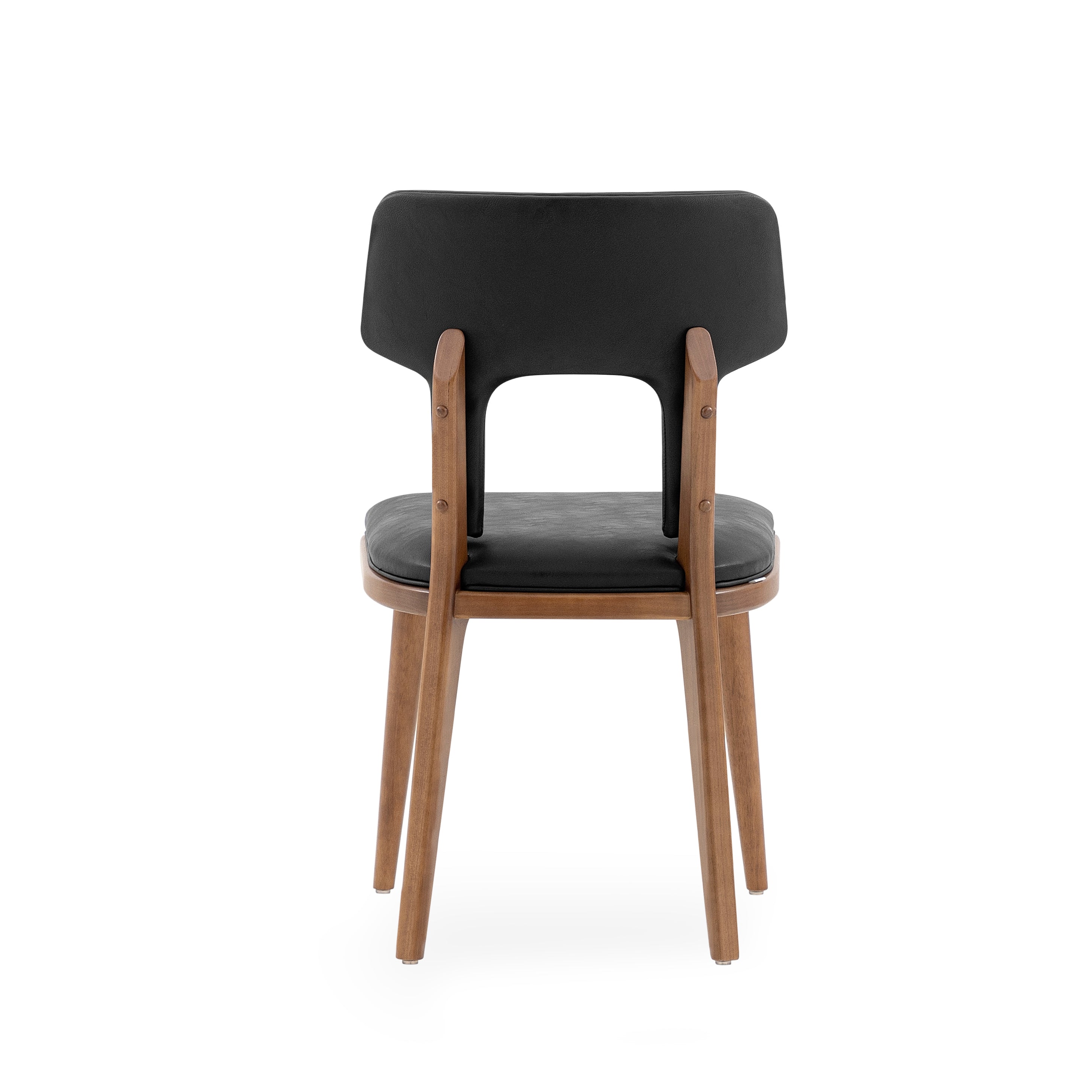 FORK Dining Chair in Almond Oak and Black Faux leather