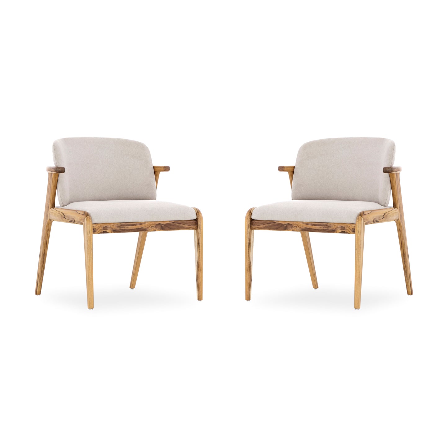 NOWE Dining Chair in Teak and Beige fabric