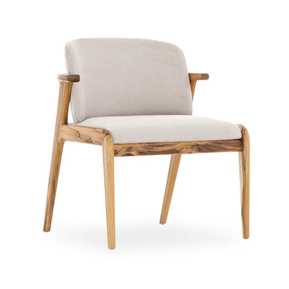 NOWE Dining Chair in Teak and Beige fabric