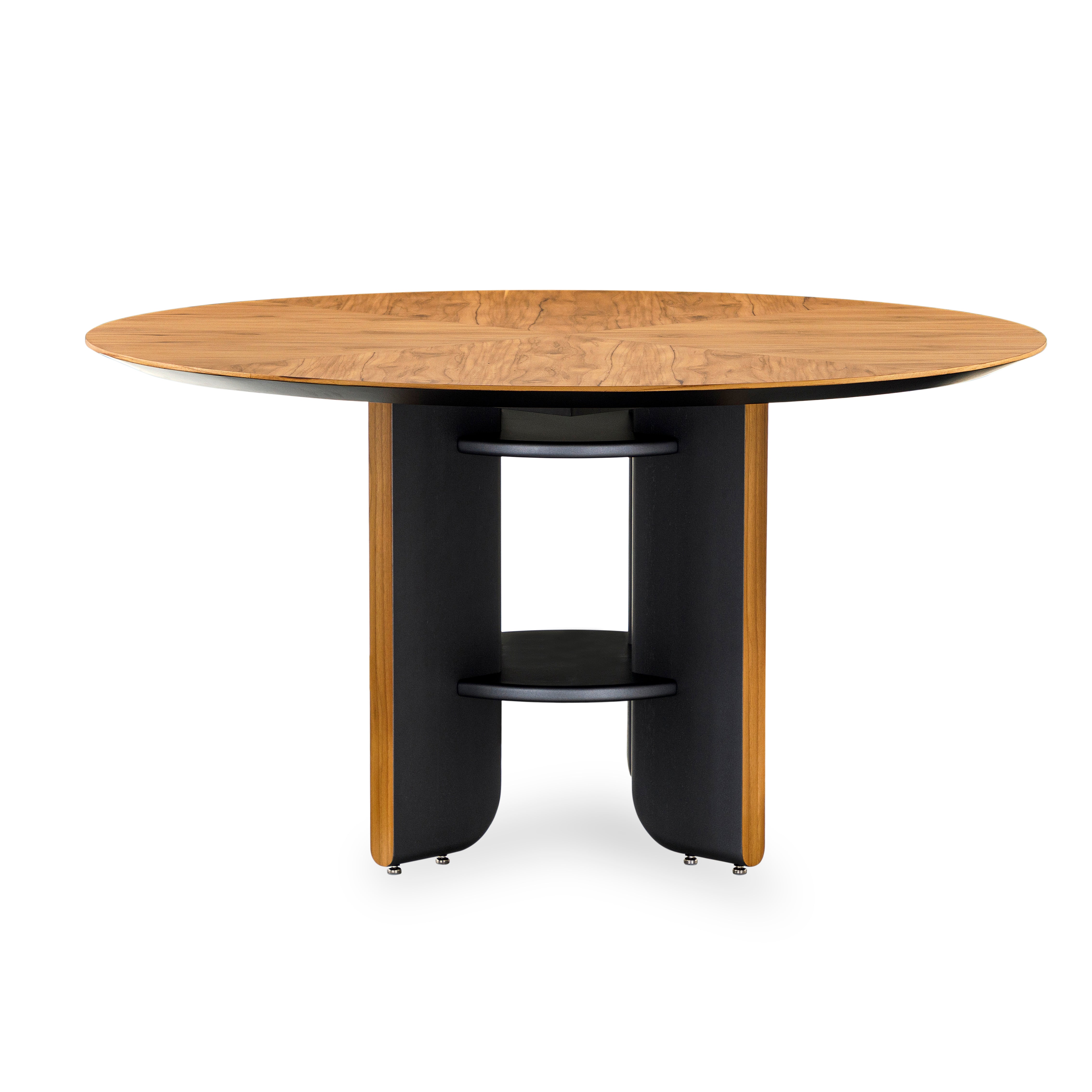 MOON Dining Table in Teak and Graphite 55"