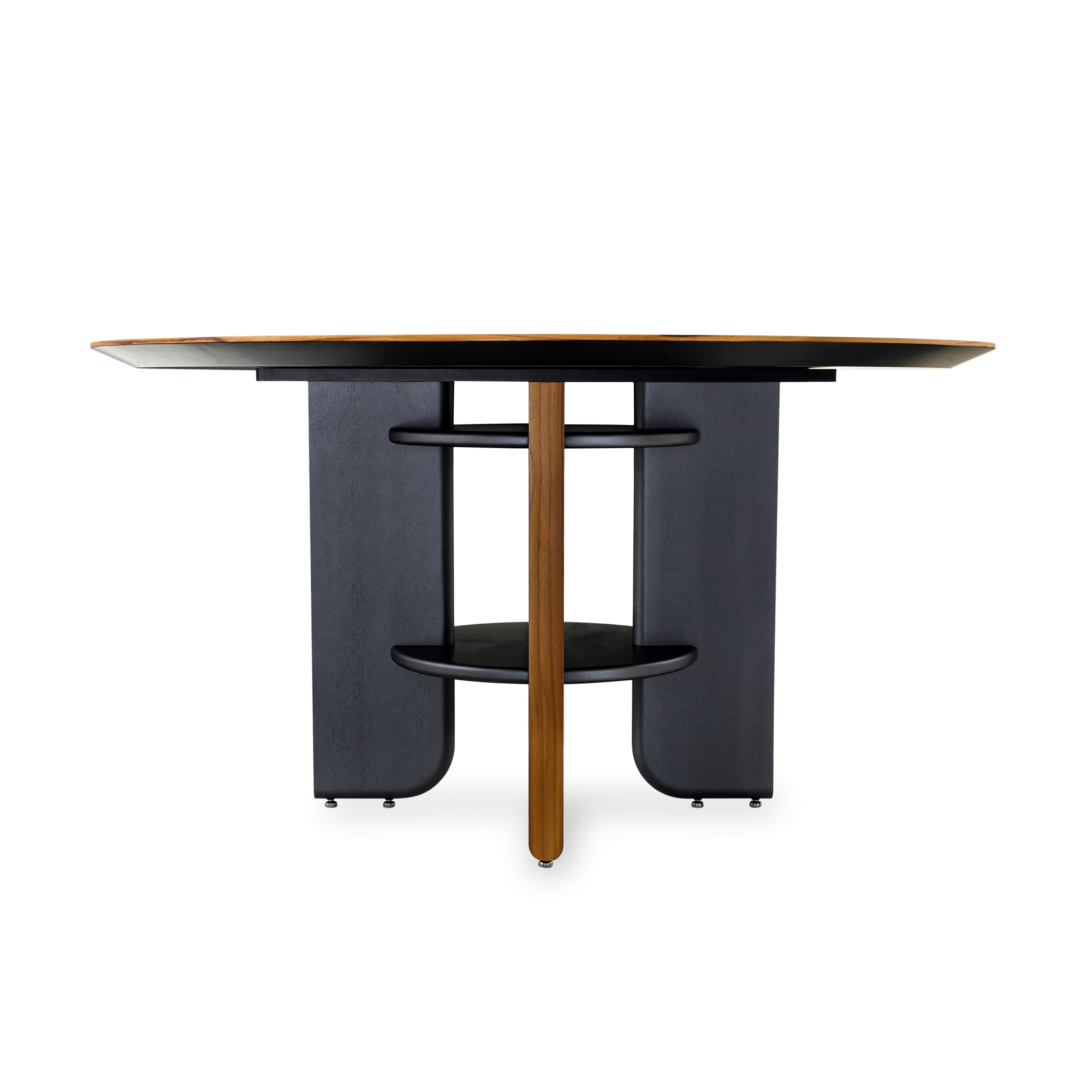 MOON Dining Table in Teak and Graphite 55"