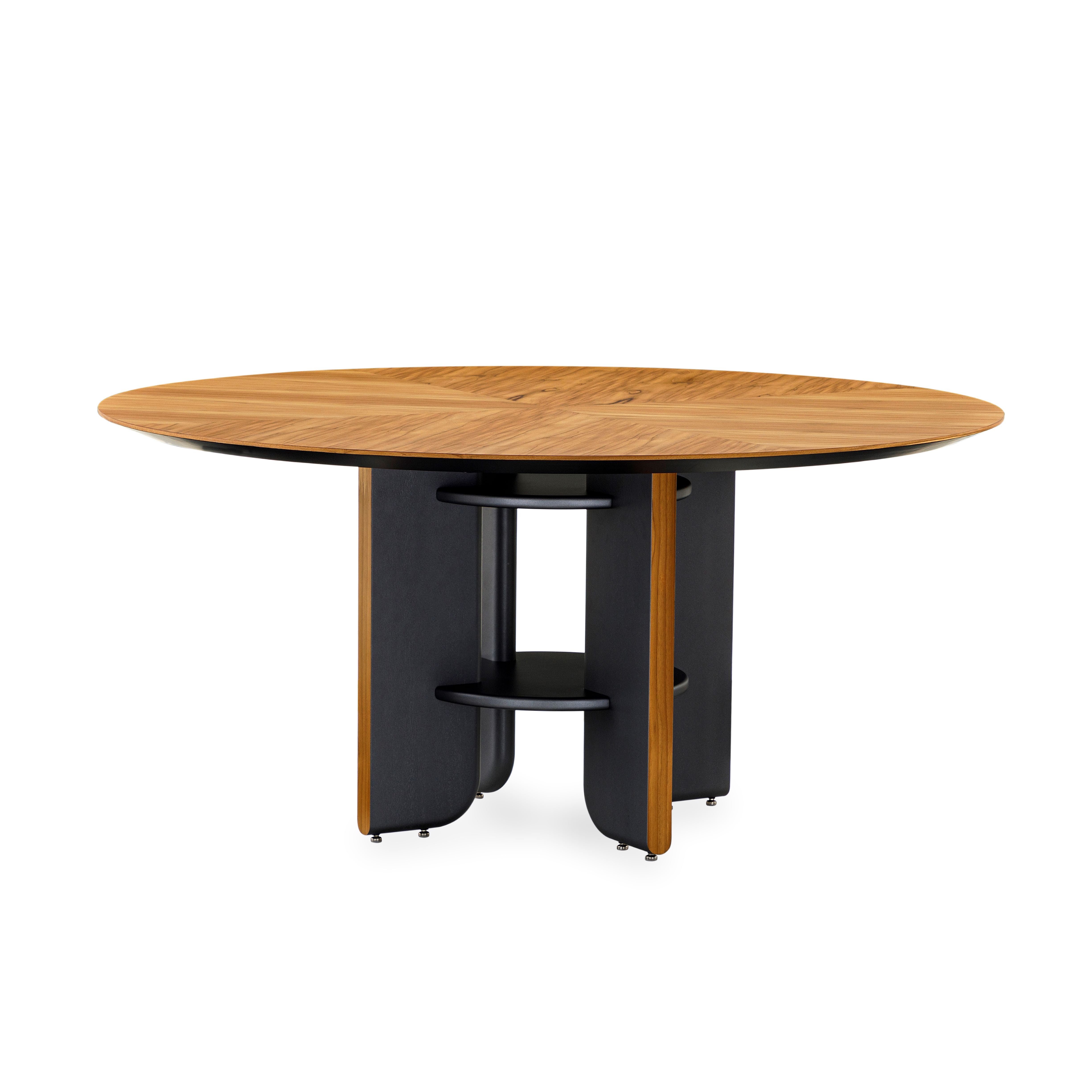 MOON Dining Table in Teak and Graphite 63"