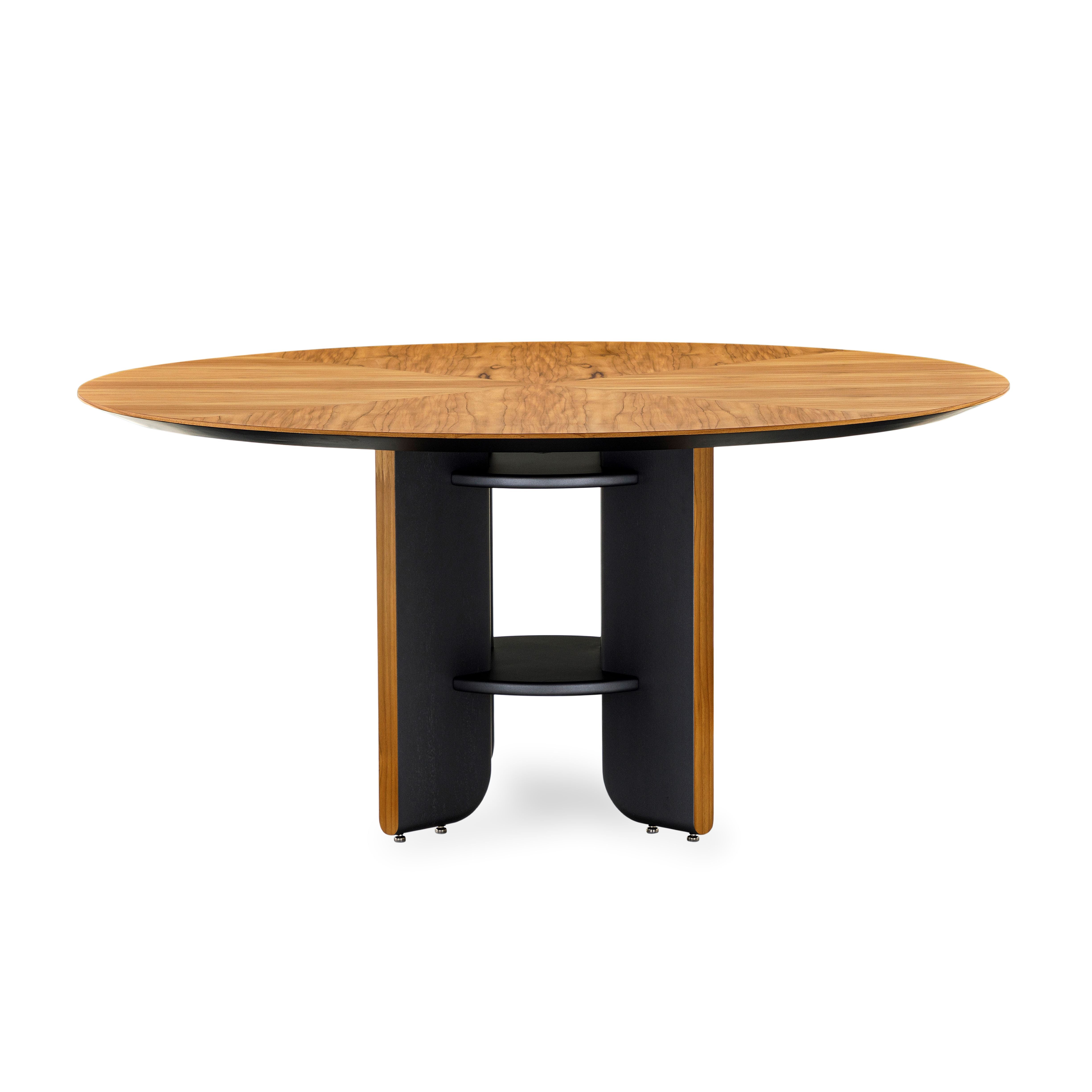 MOON Dining Table in Teak and Graphite 63"