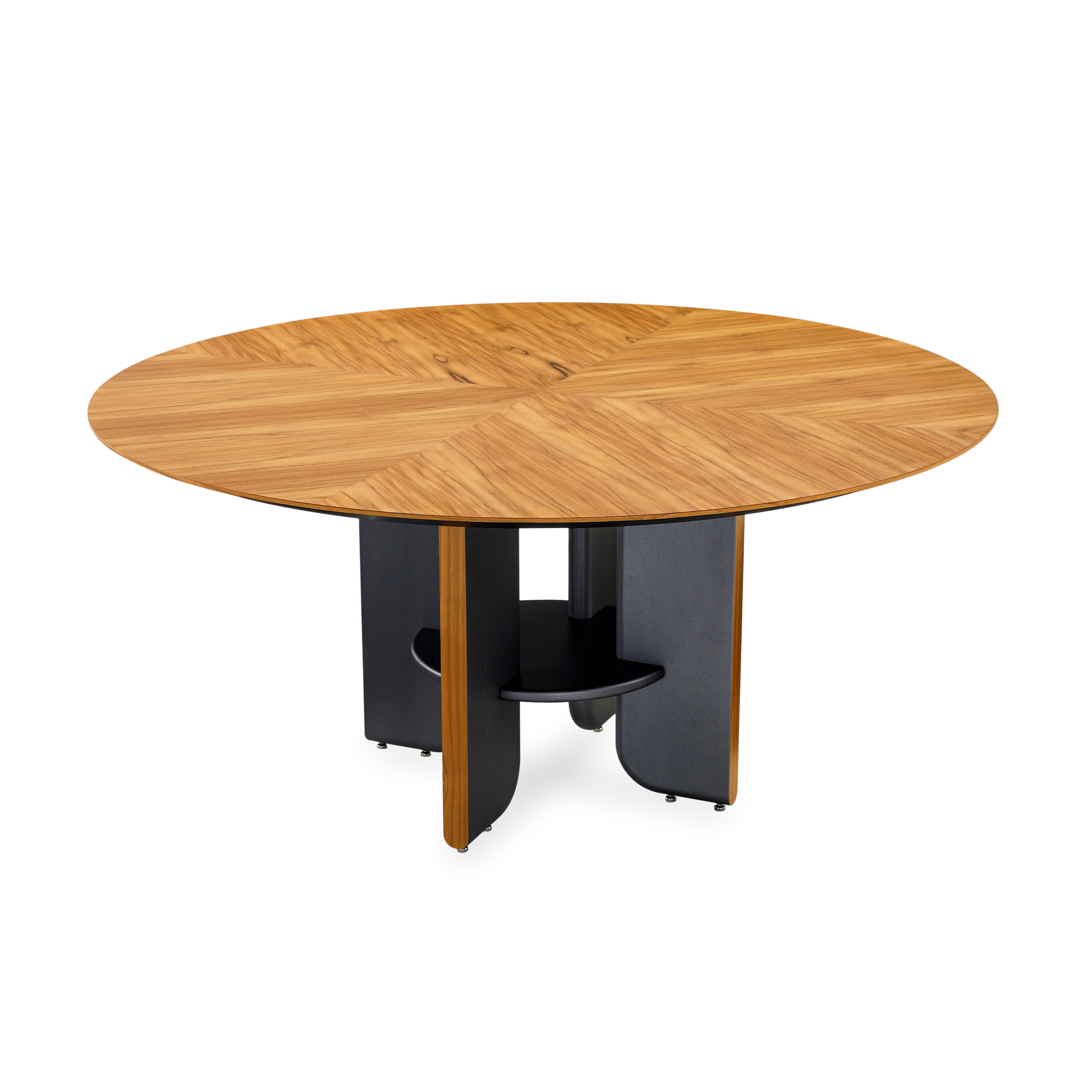 MOON Dining Table in Teak and Graphite 63"