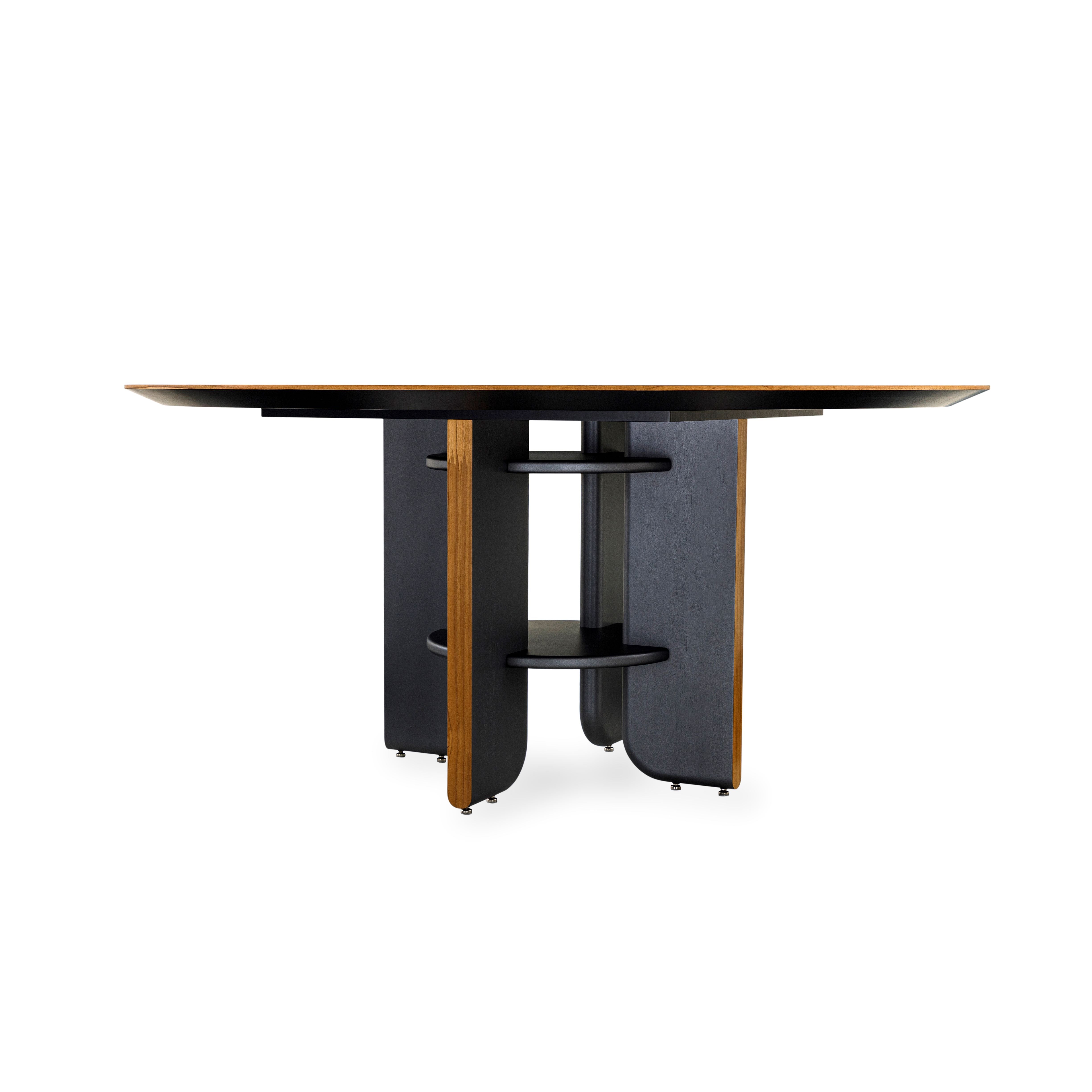 MOON Dining Table in Teak and Graphite 63"