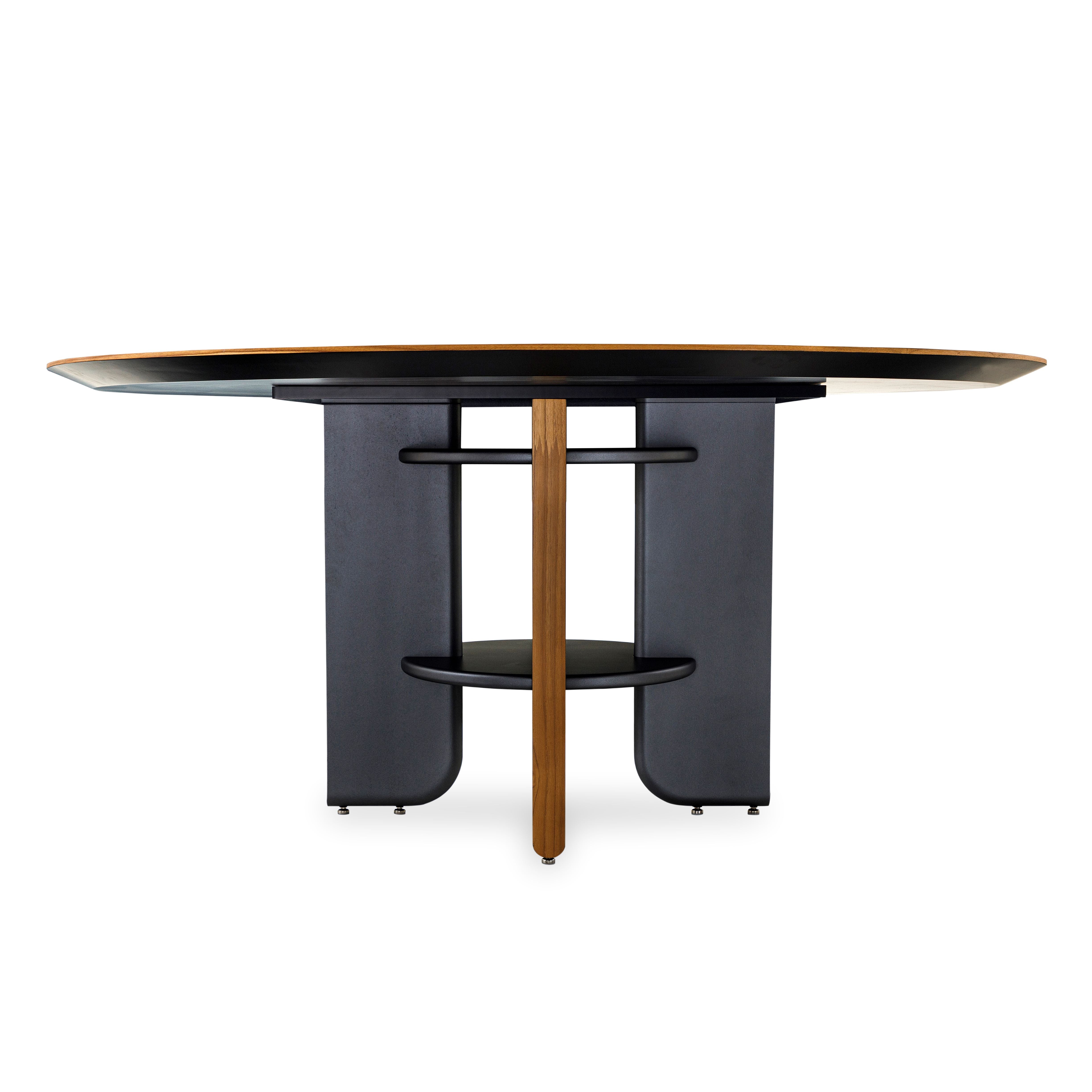 MOON Dining Table in Teak and Graphite 63"