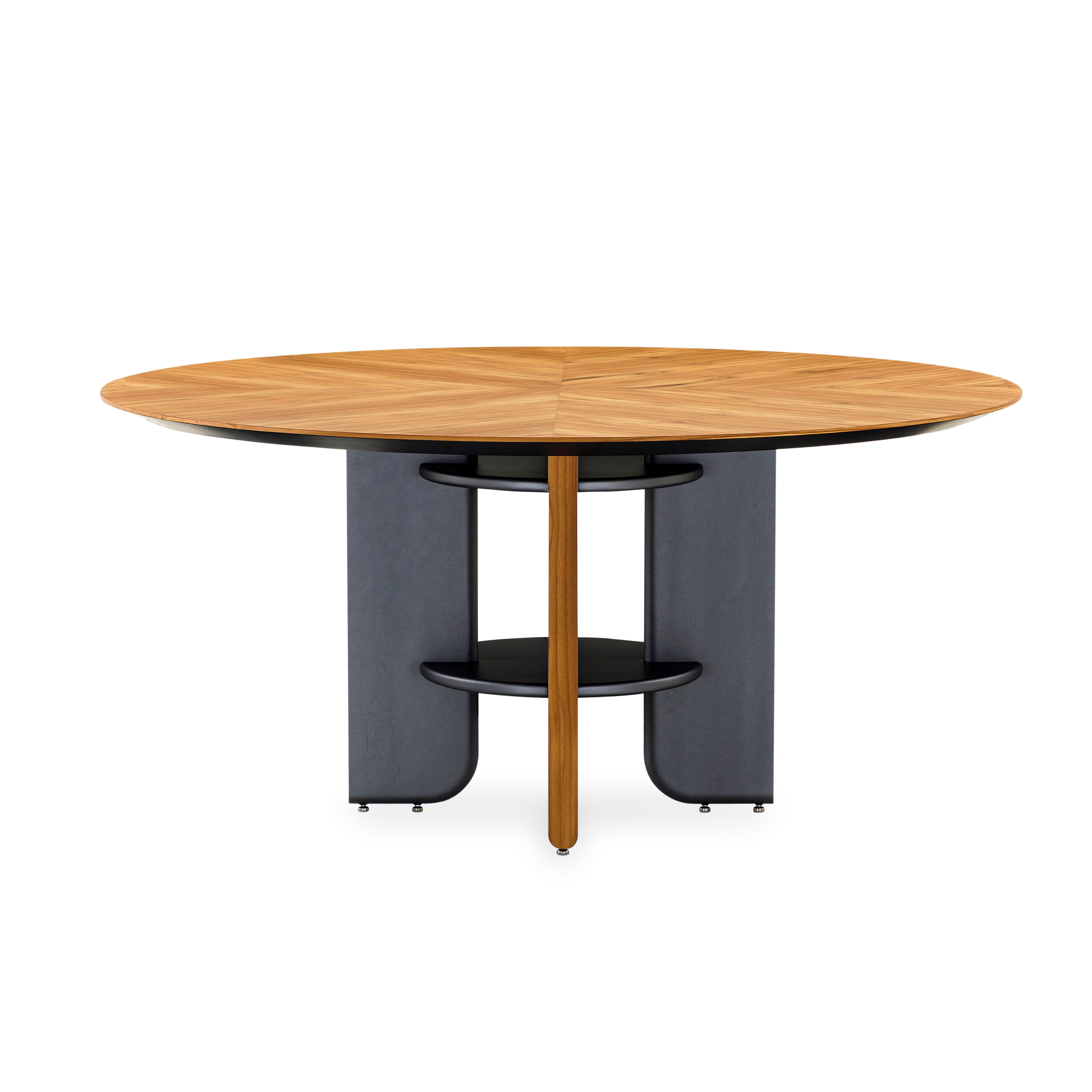 MOON Dining Table in Teak and Graphite 63"