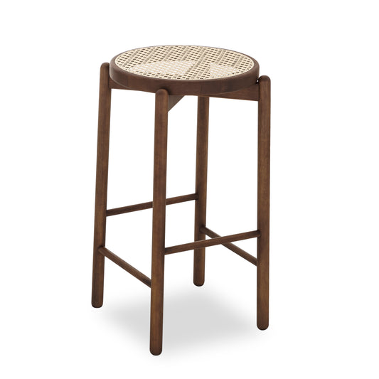 MARU Counter Height Stool in Walnut finish with Natural Cane