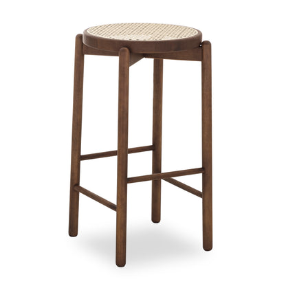 MARU Counter Height Stool in Walnut finish with Natural Cane