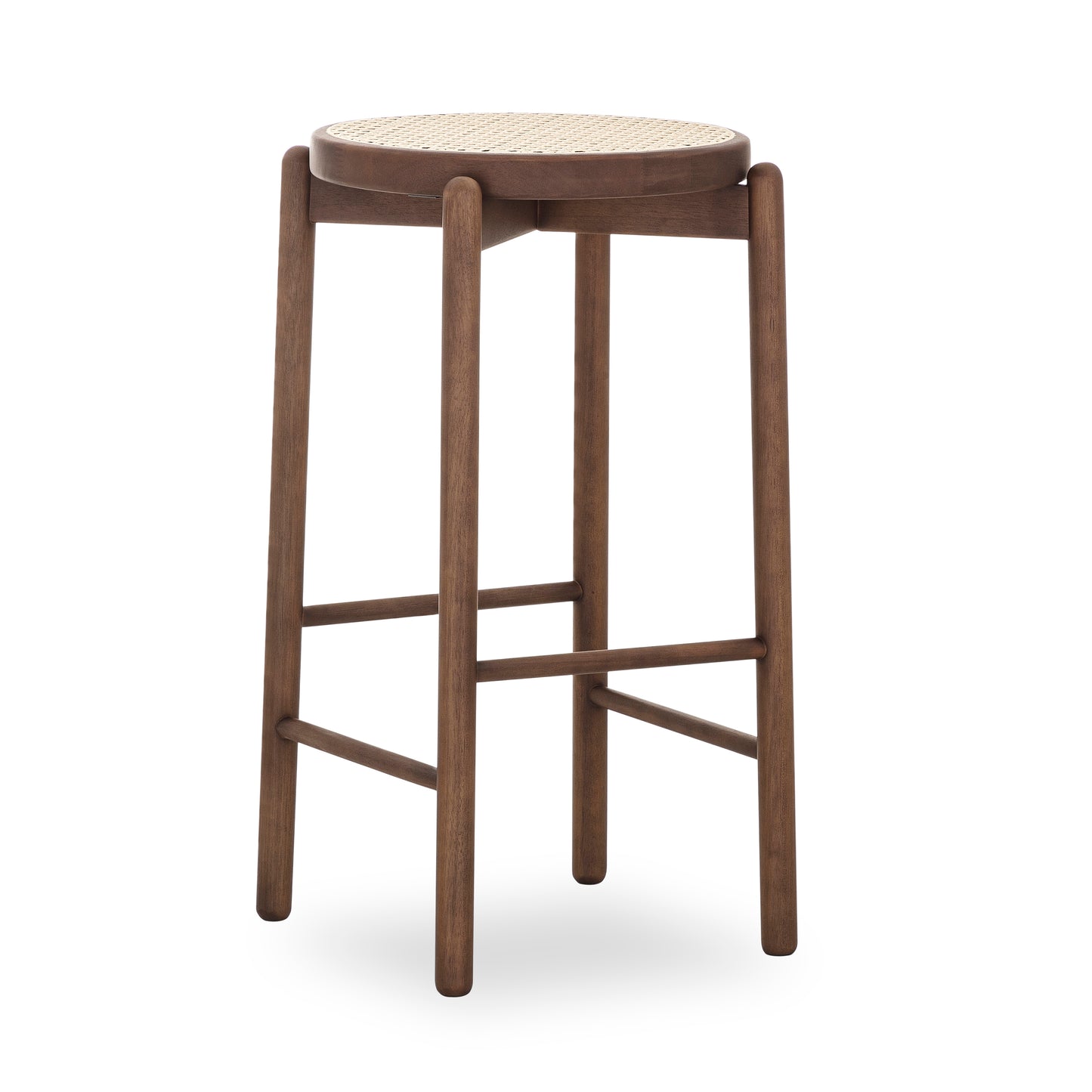 MARU Counter Height Stool in Walnut finish with Natural Cane