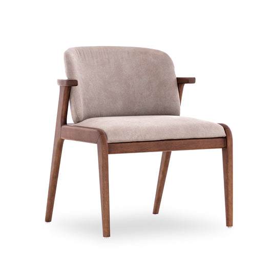 NOWE Dining Chair in Walnut and Brown fabric