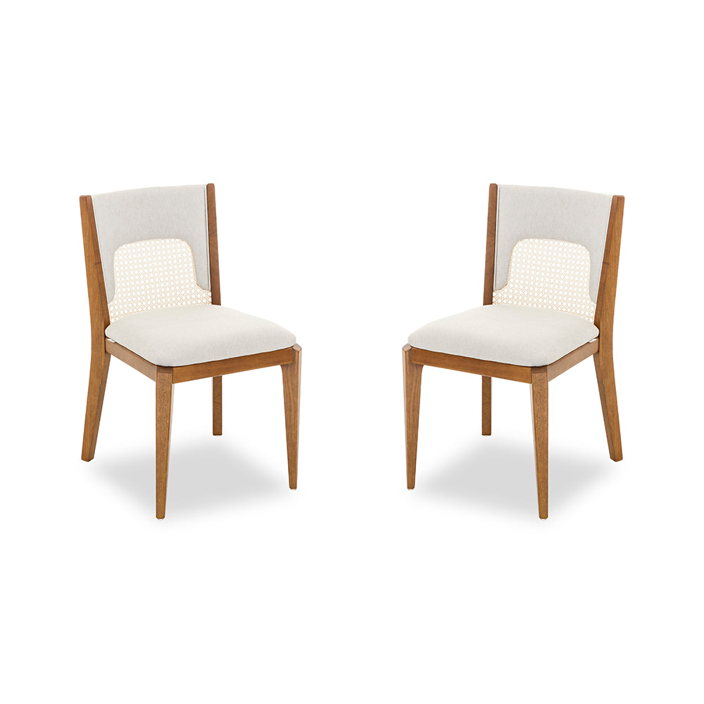 ZANI Dining Chair in Almond Oak and Ivory fabric