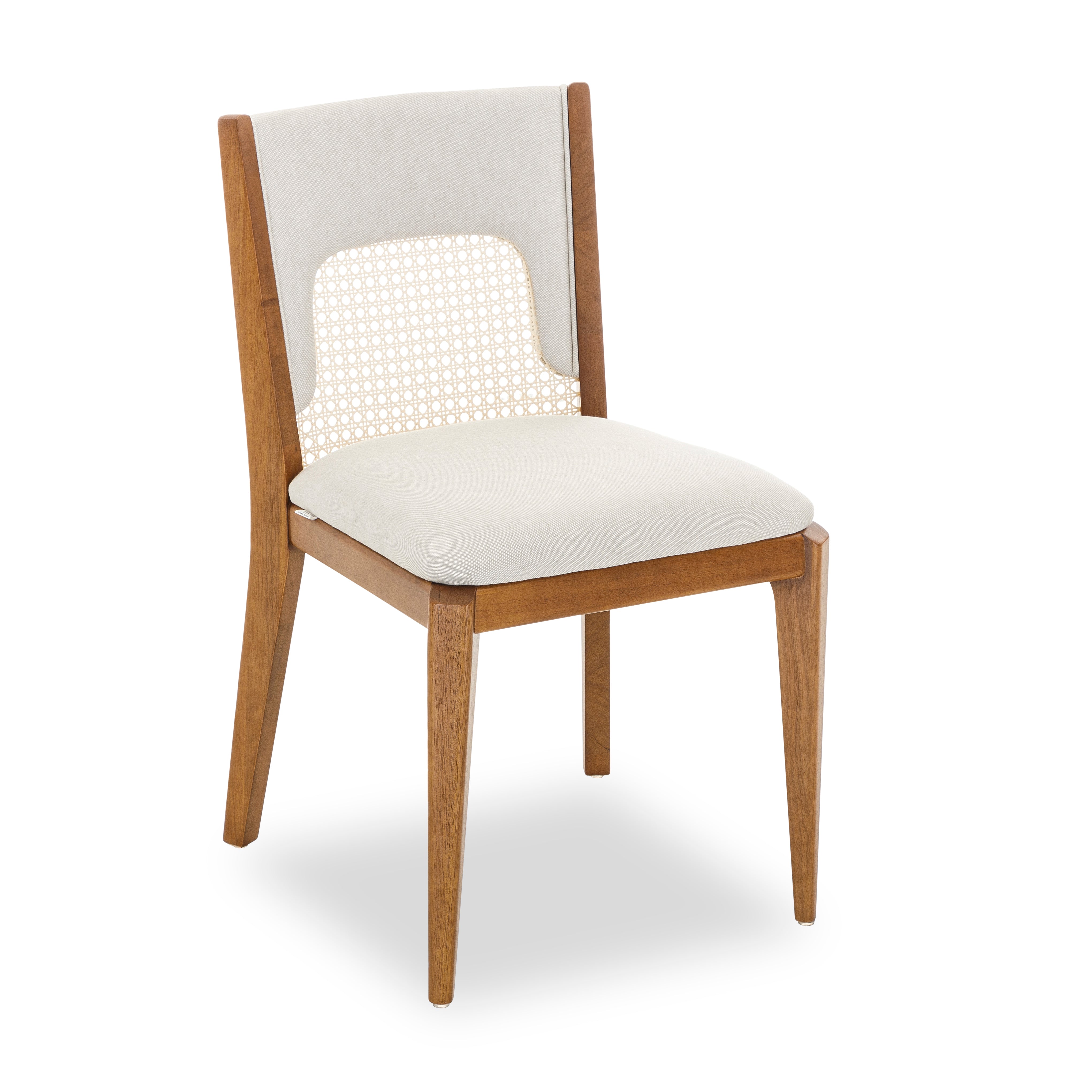 ZANI Dining Chair in Almond Oak and Ivory fabric