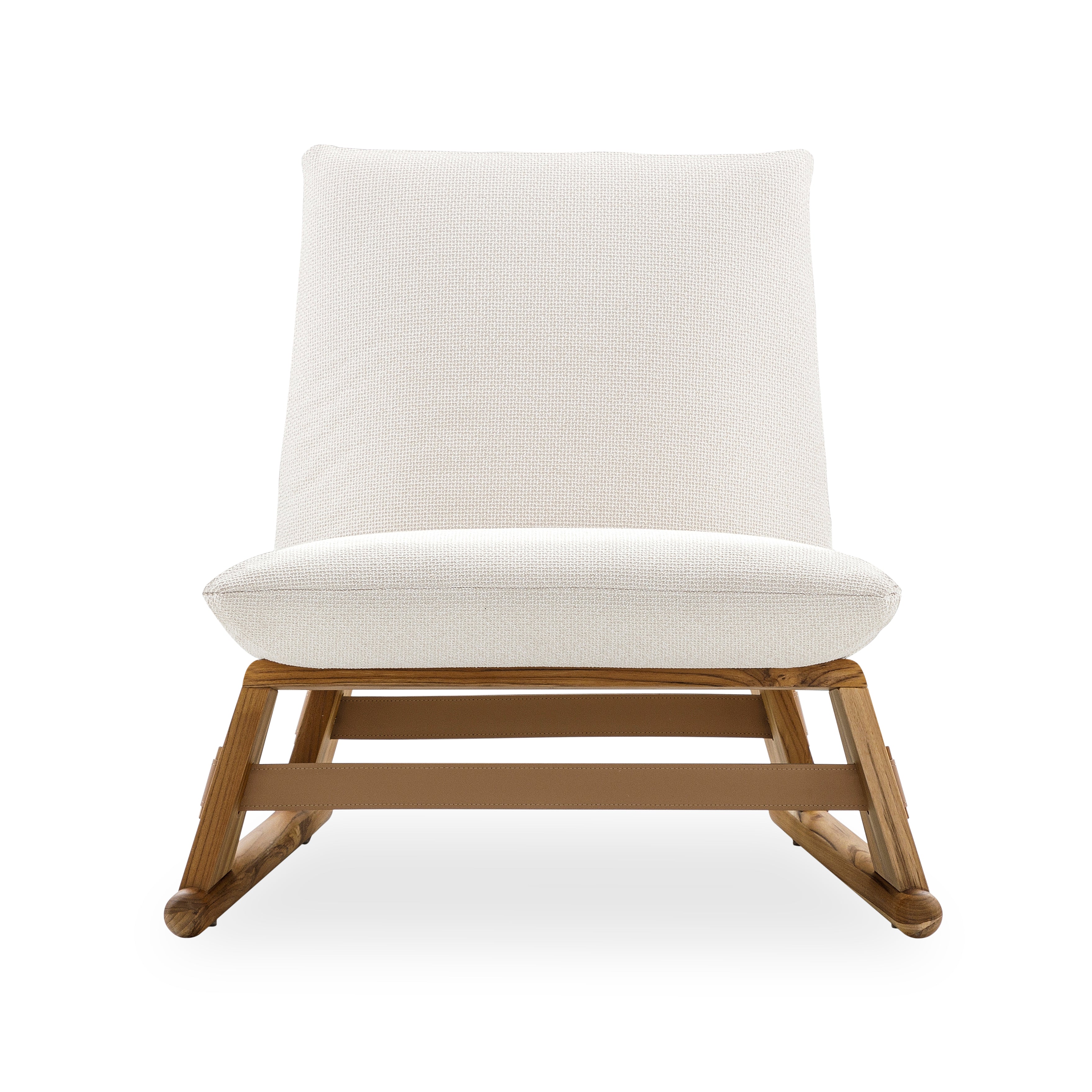 MAIA Armchair in Teak and Light Beige fabric