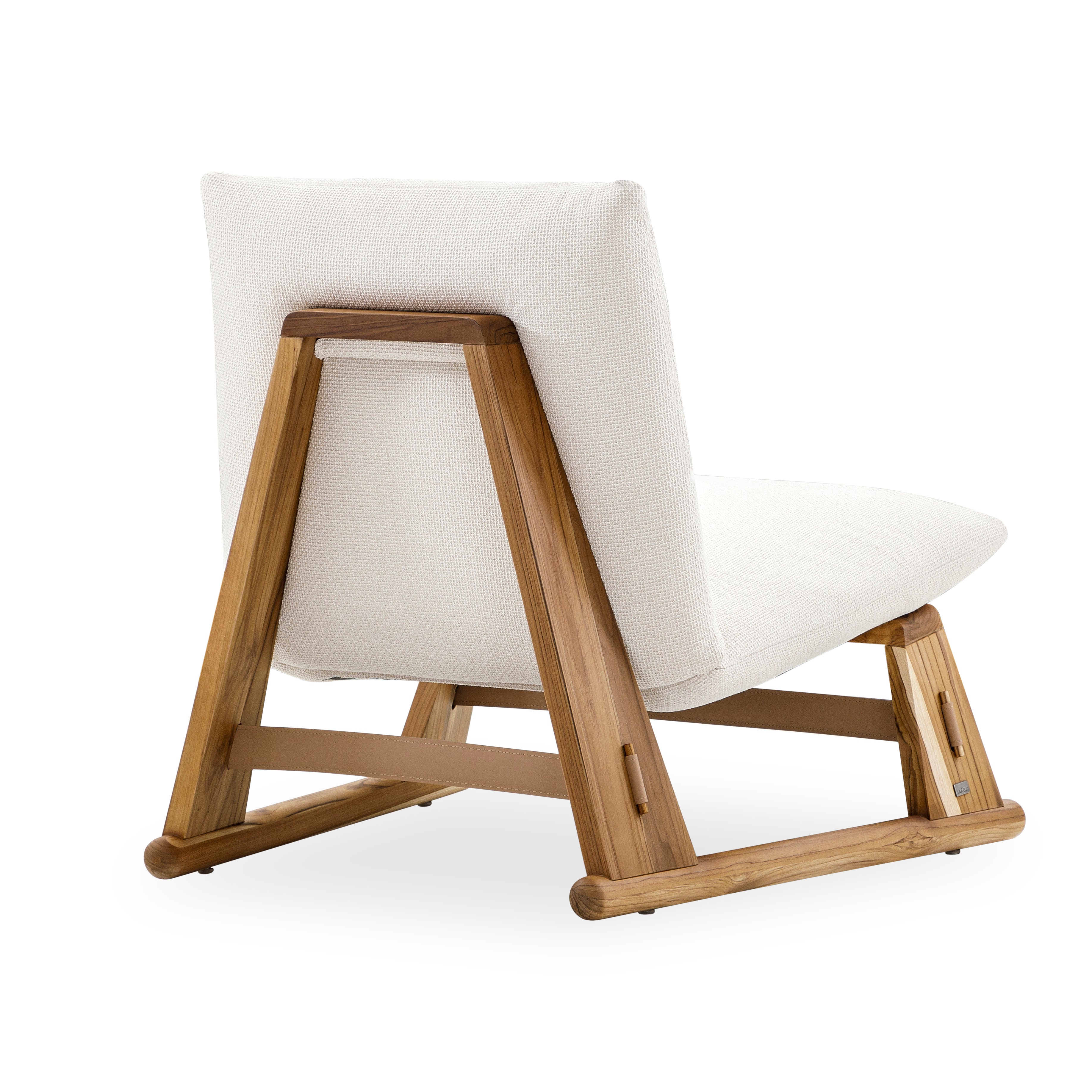 MAIA Armchair in Teak and Light Beige fabric